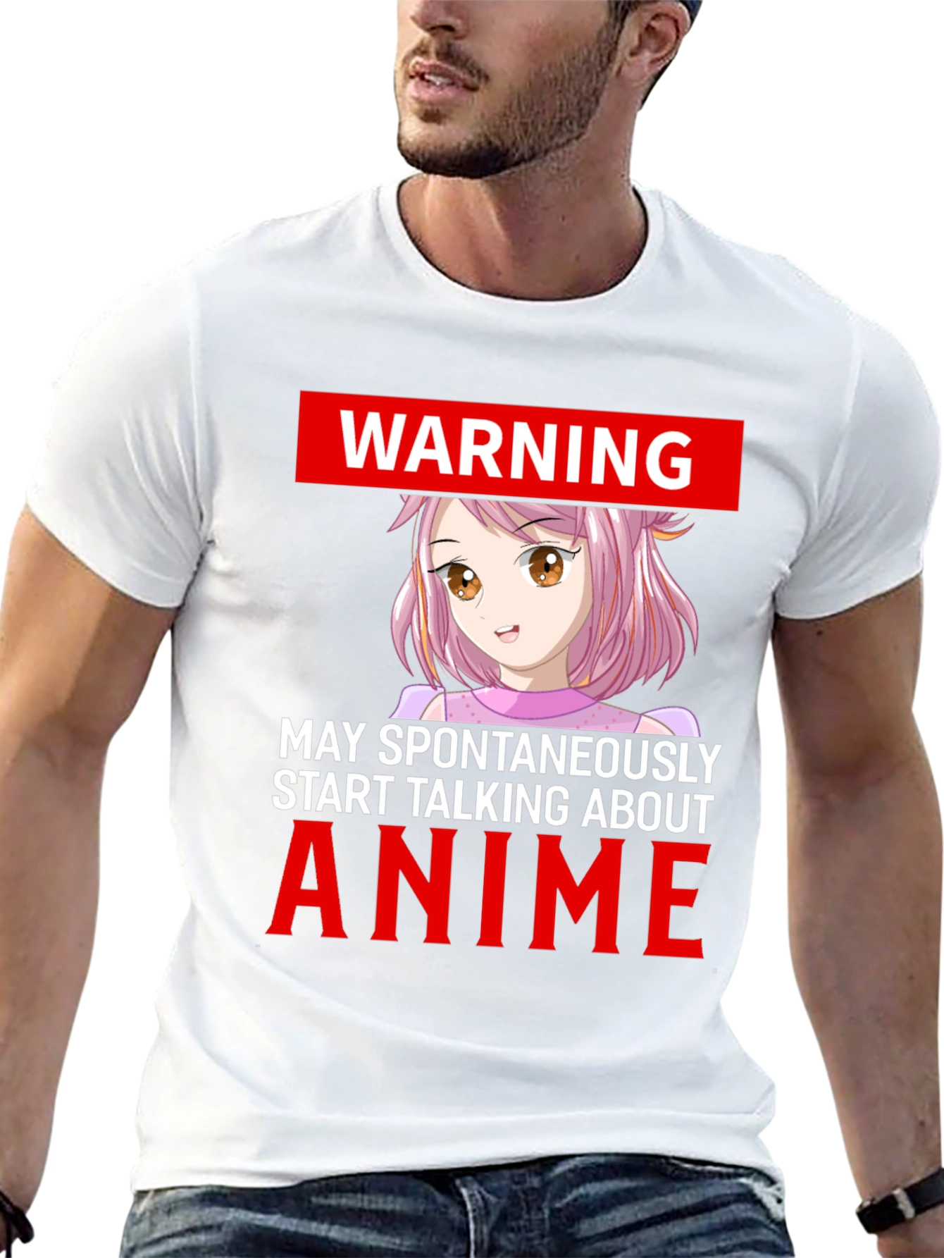 Anime Warning Graphic Tee - Spontaneously Talks Anime