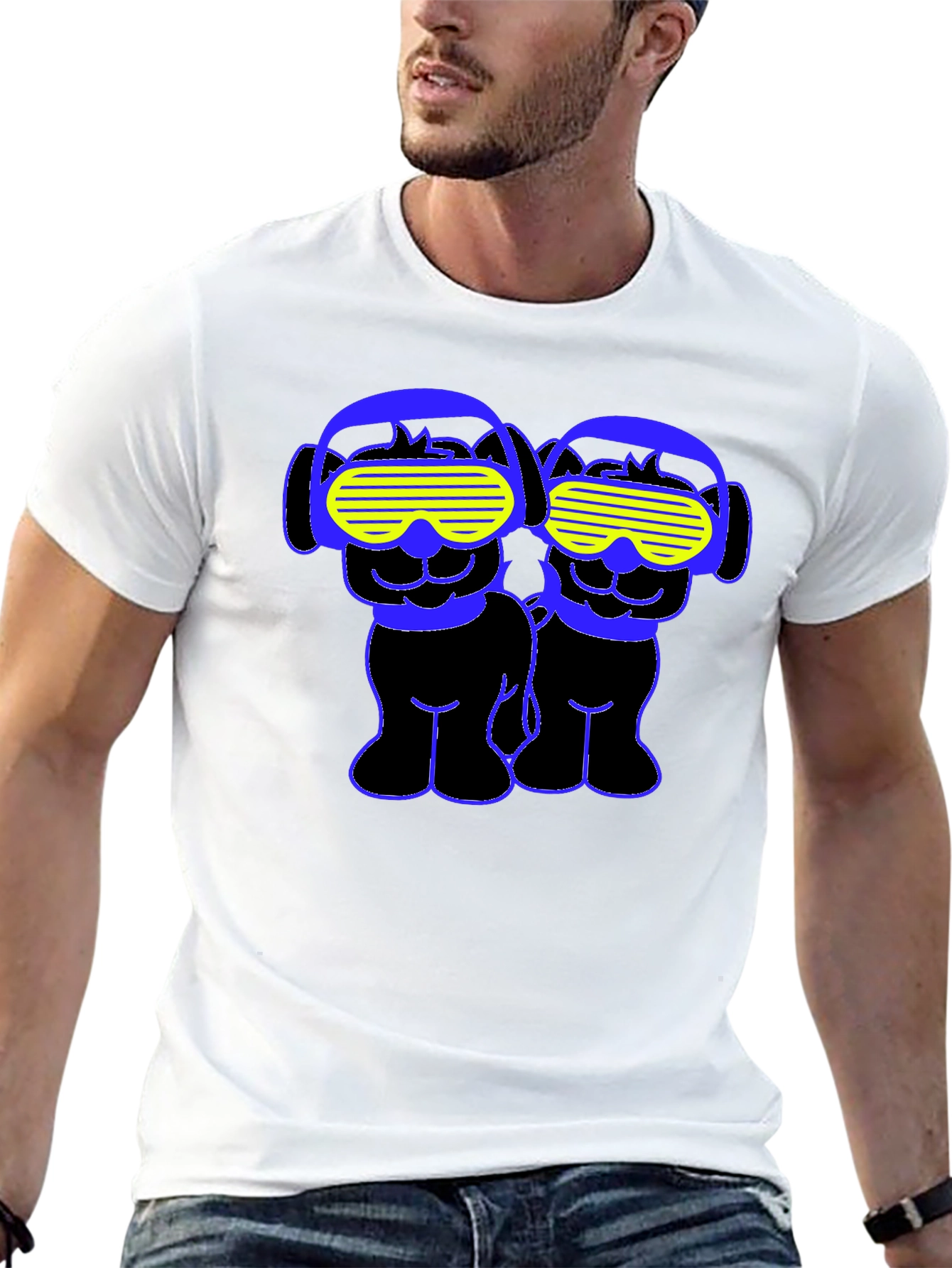 Funky Twin Dogs Graphic Tee - Black