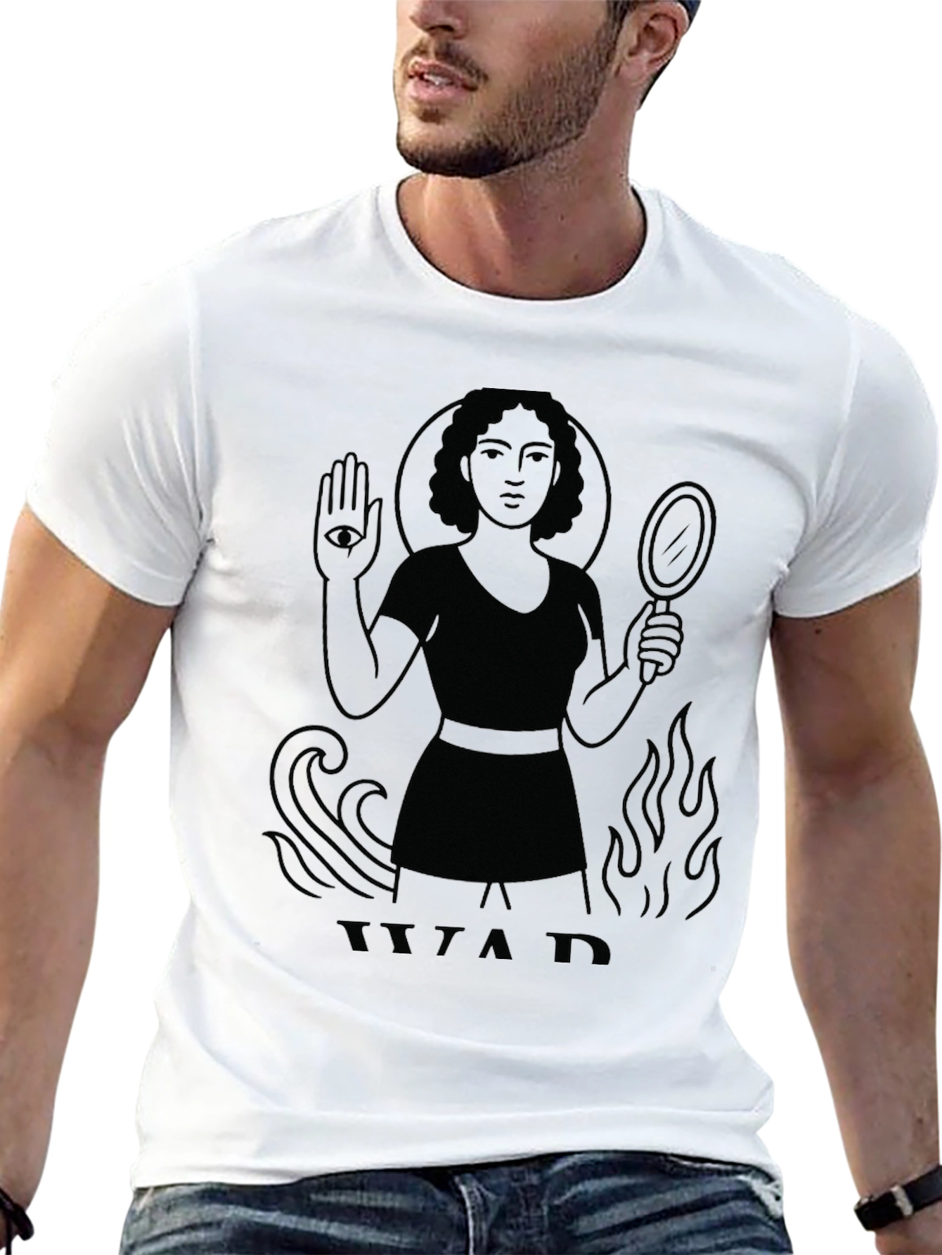 Occult Goddess Graphic Tee - Unisex Black Cotton T-Shirt