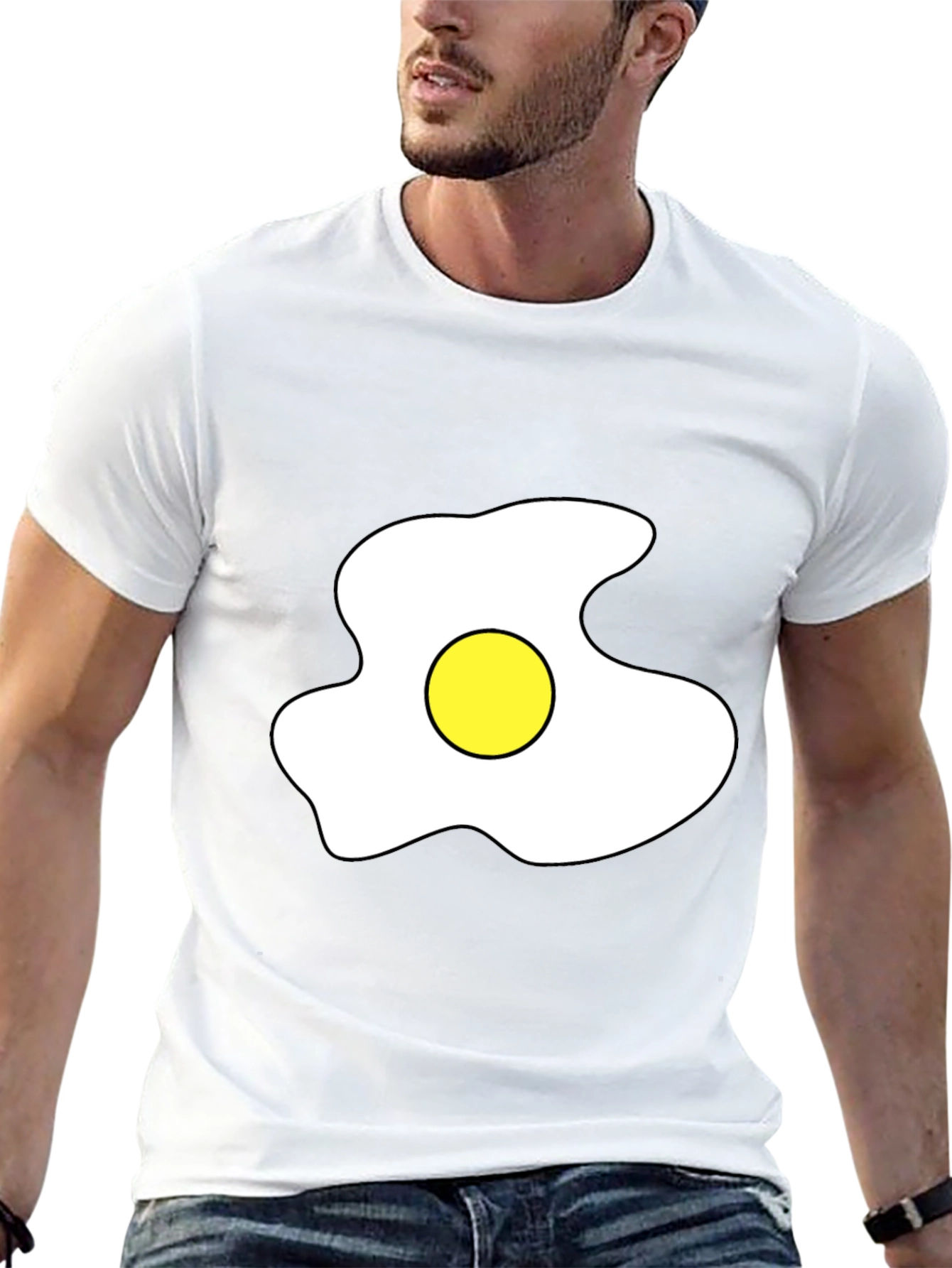 Fried Egg Graphic Tee - Casual Black T-Shirt