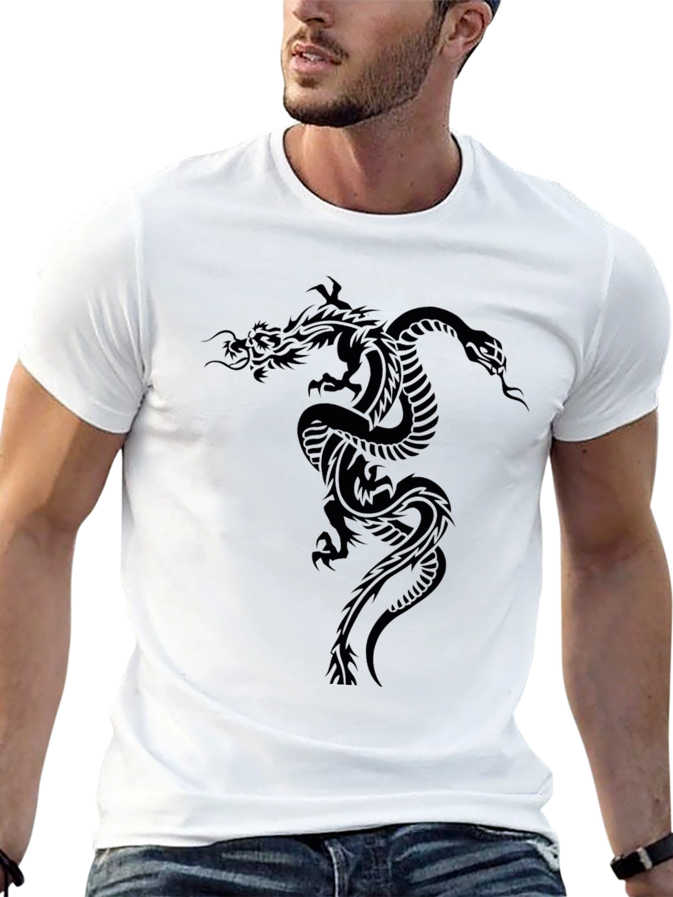 Mens Black Dragon Graphic T-Shirt