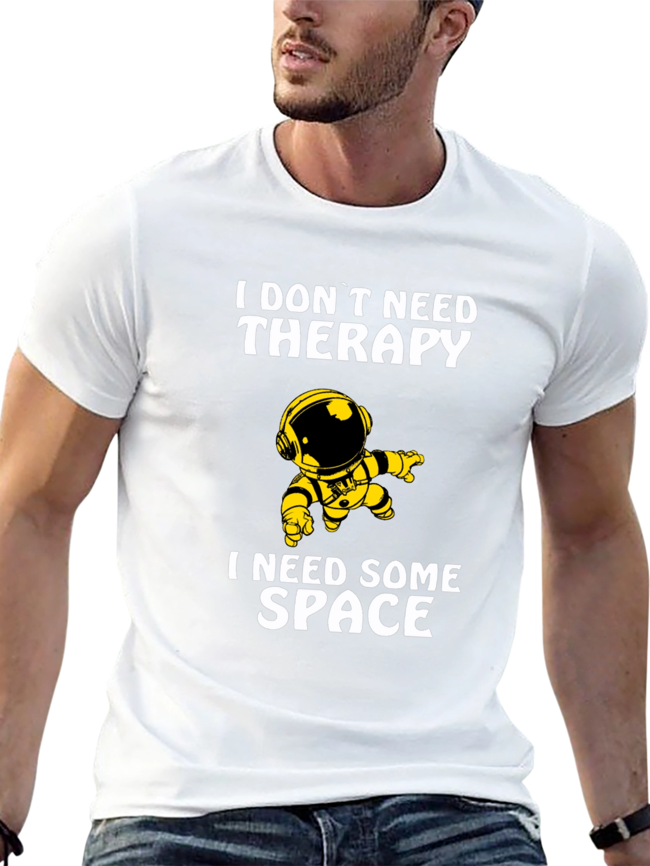 Space Therapy Humor Black Graphic T-Shirt