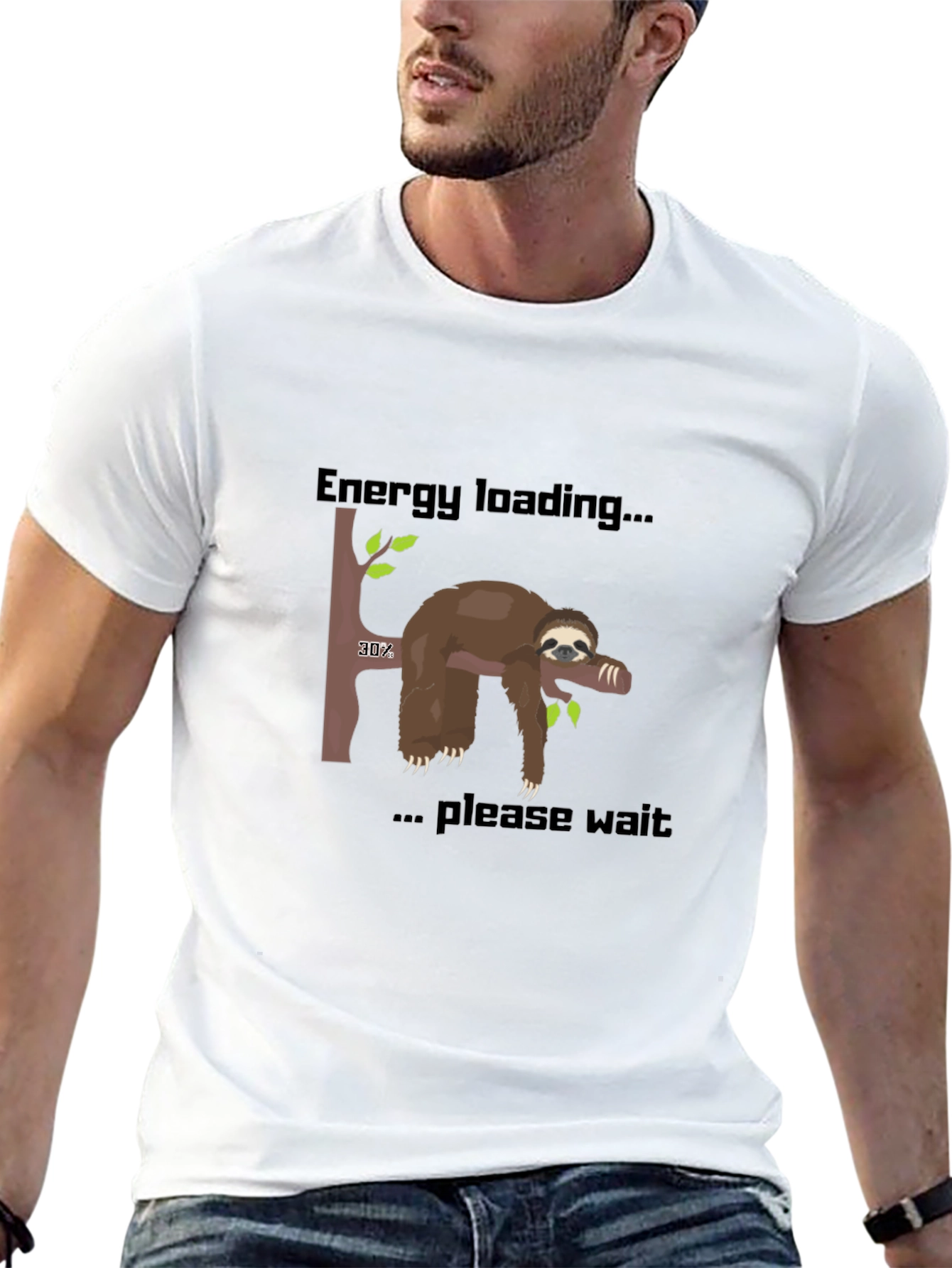 Energy Loading Sloth T-Shirt - Funny Graphic Tee