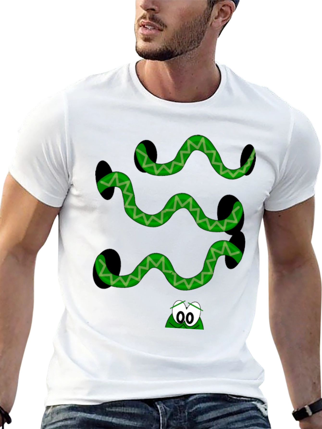 Green Snake Graphic Black T-Shirt