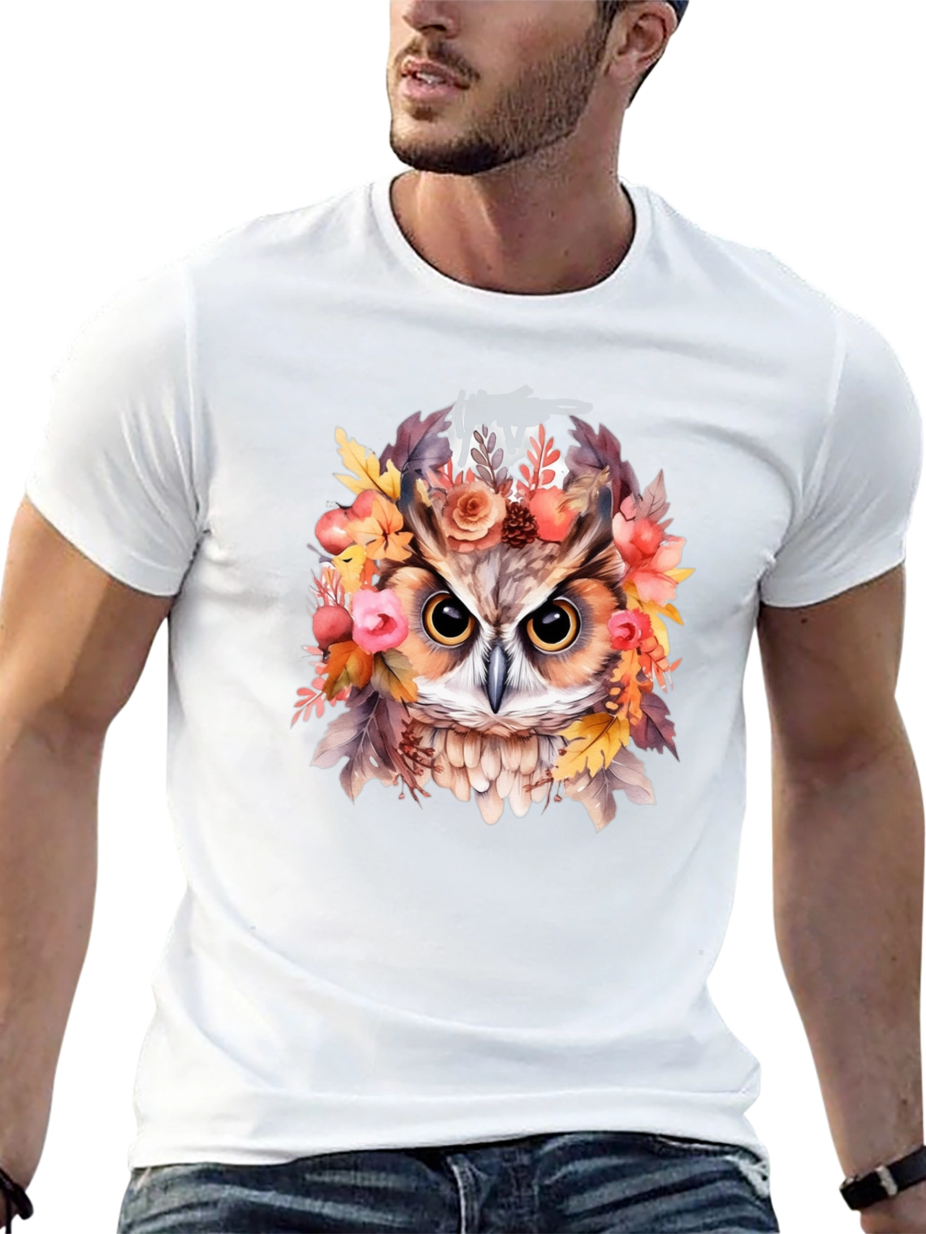 Owl Floral Graphic T-Shirt