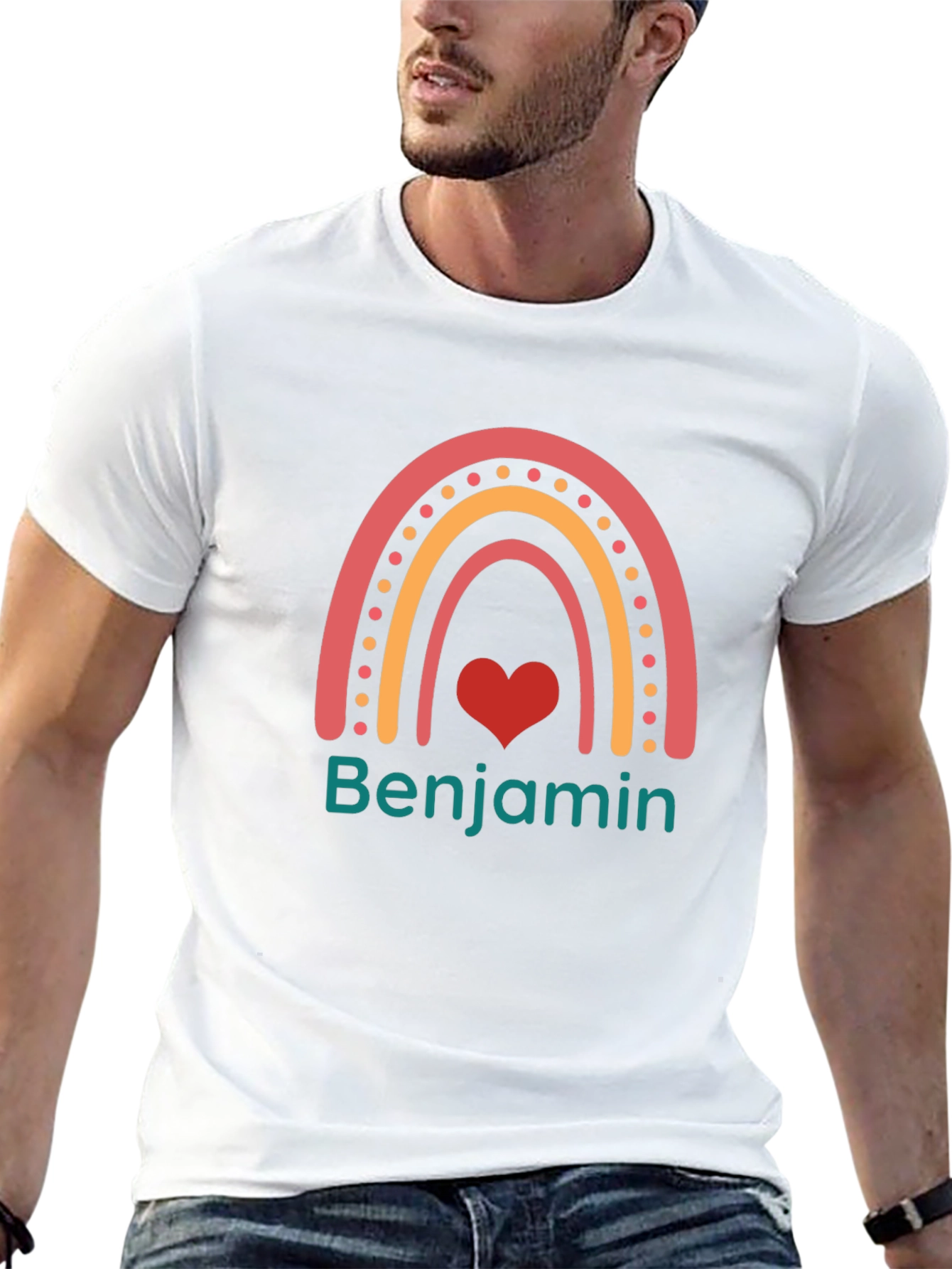 Benjamin Rainbow Heart Black T-Shirt