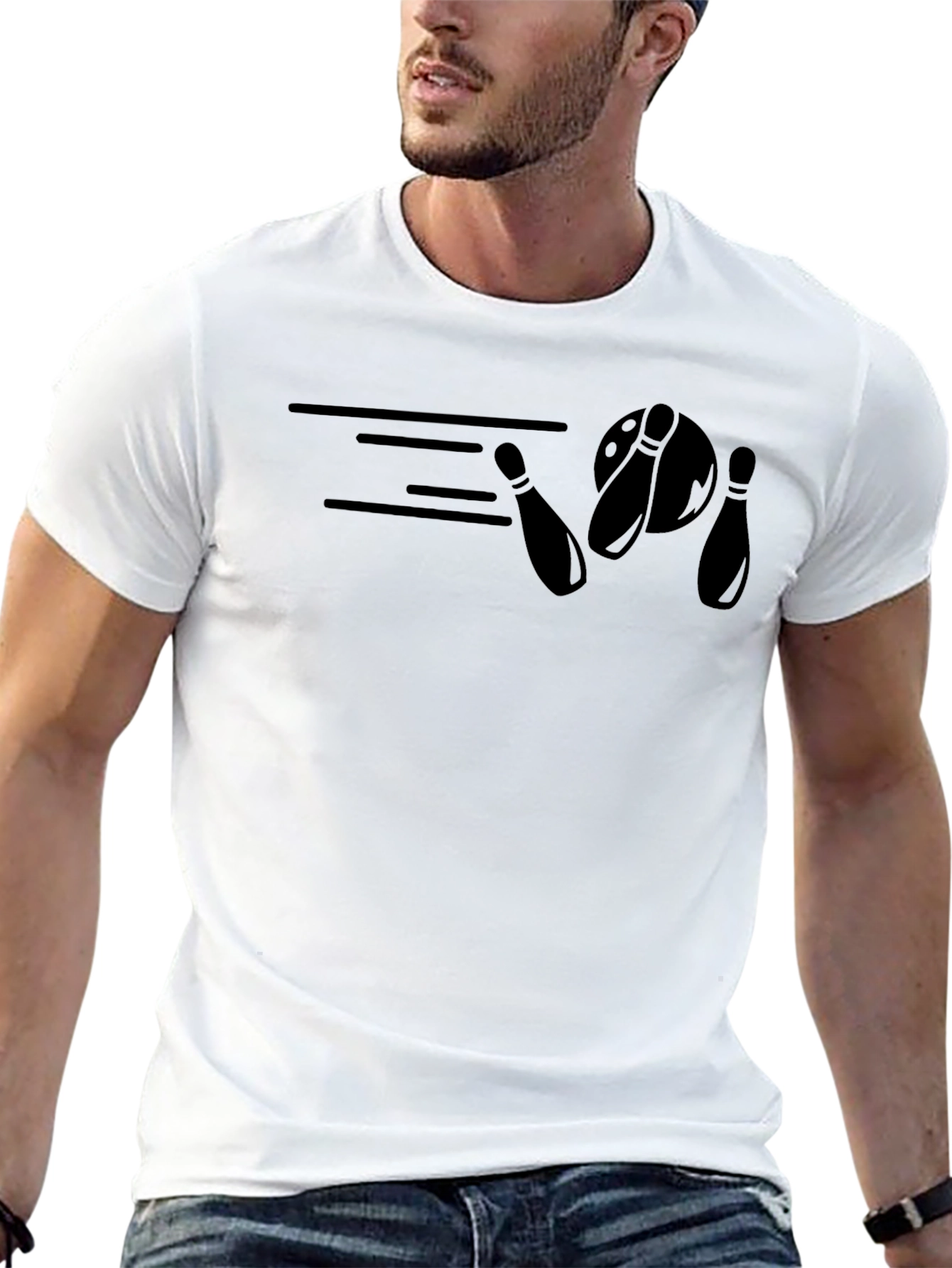 Bowling Strike Graphic Tee - Classic Black