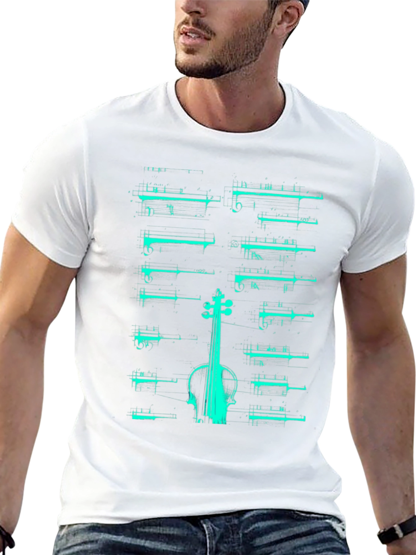 Musical T-Shirt - Violin & Sheet Music Design