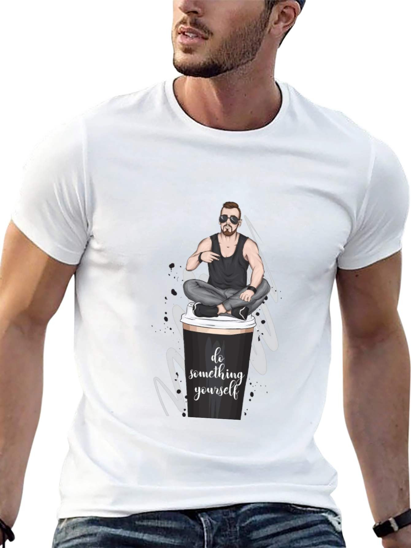 Cool Coffee Cup Man T-Shirt