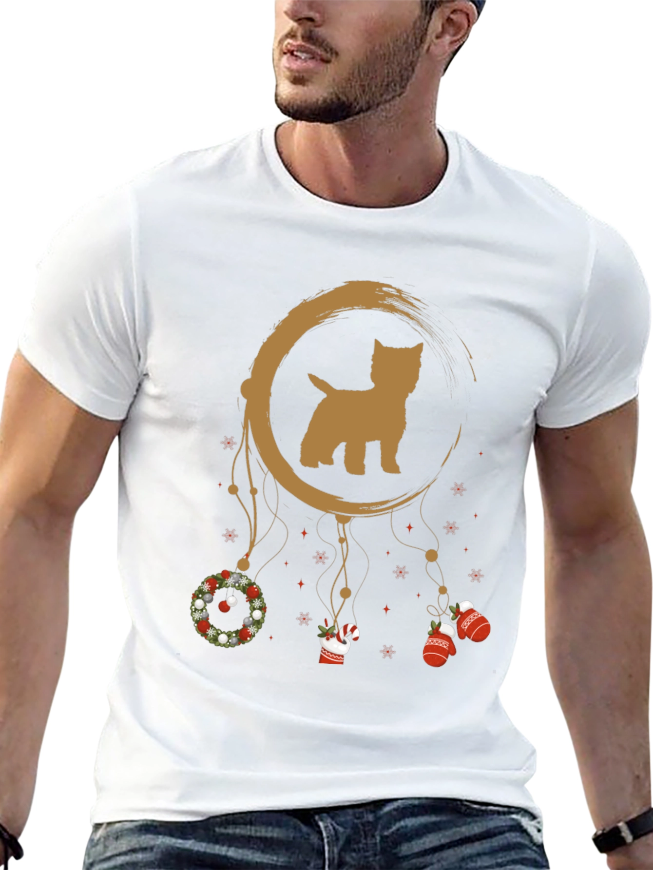 Festive Dog Dreamcatcher Graphic Tee