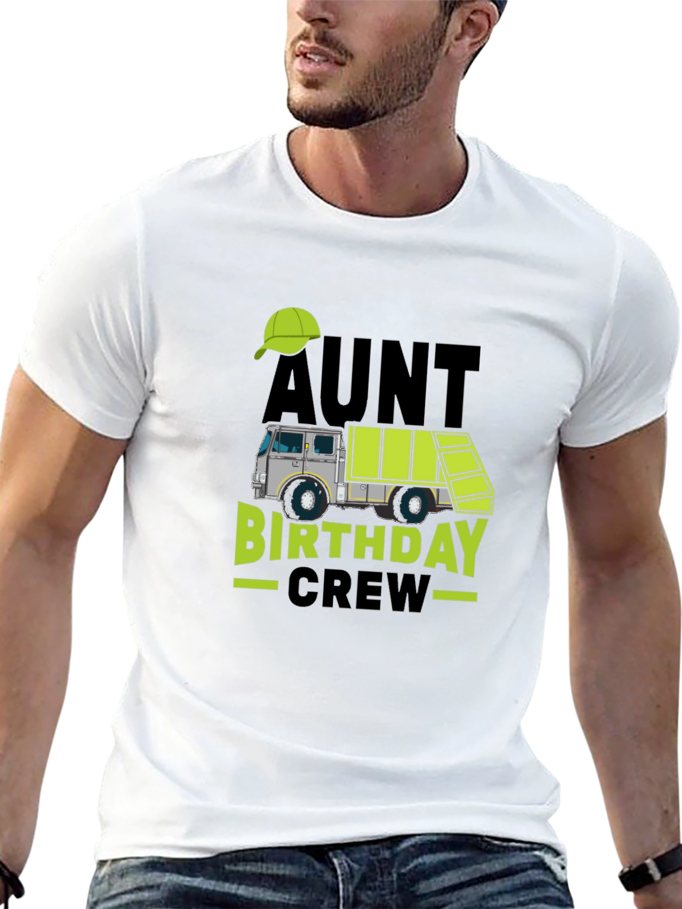 Aunt Birthday Crew T-Shirt - Garbage Truck Design