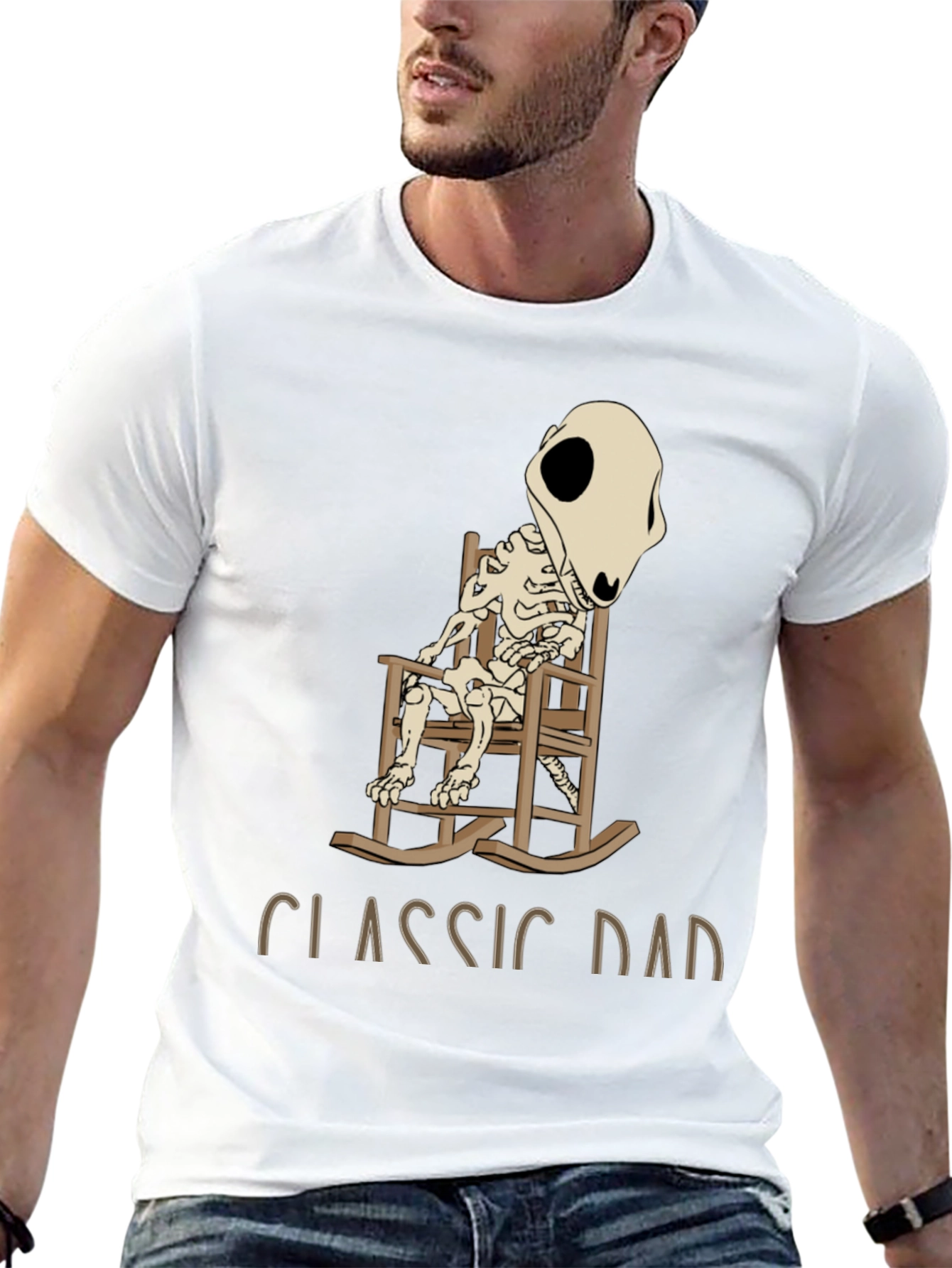 Classic Dad Skeleton Rocking Chair T-Shirt