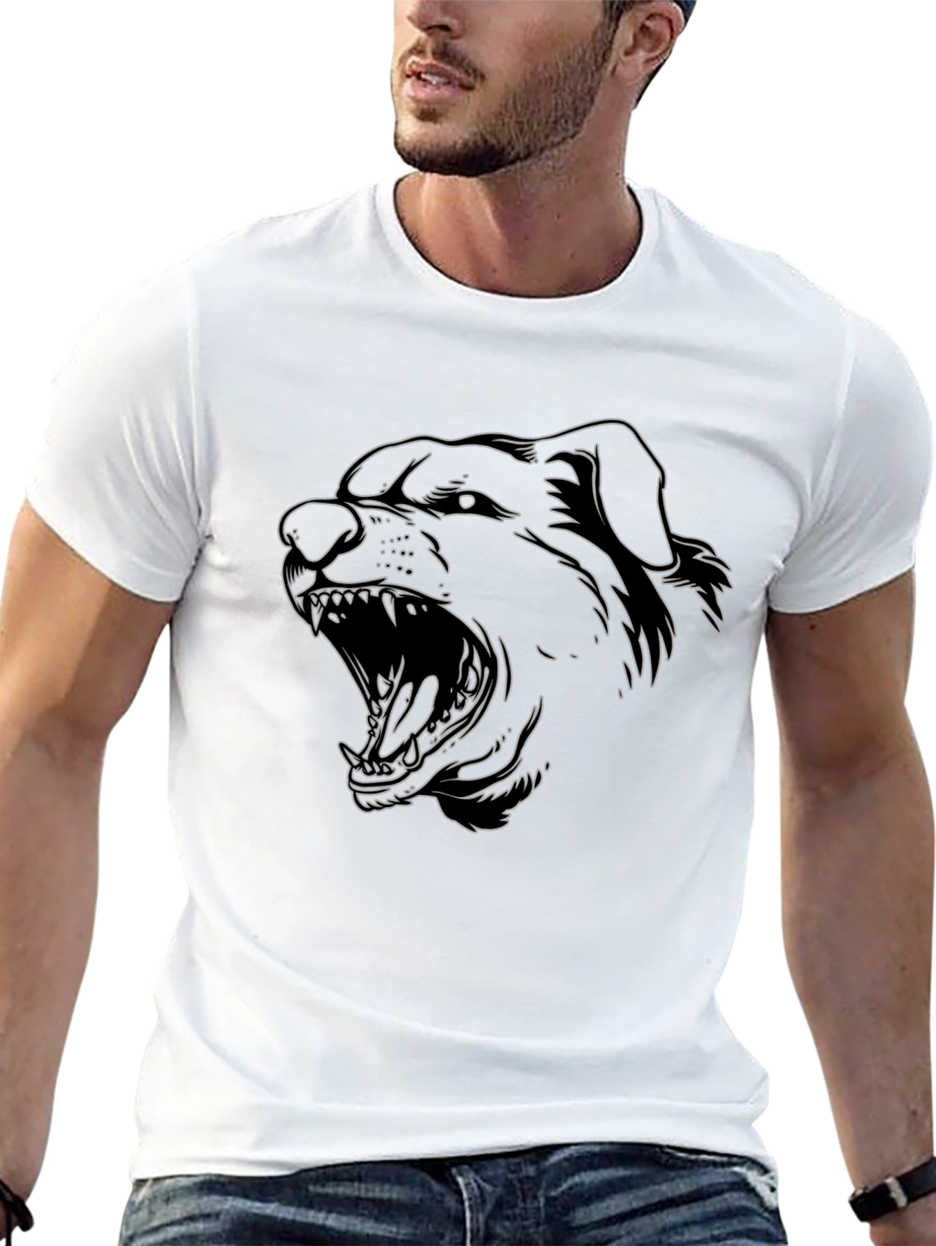 Rottweiler Outline Graphic Tee - Black
