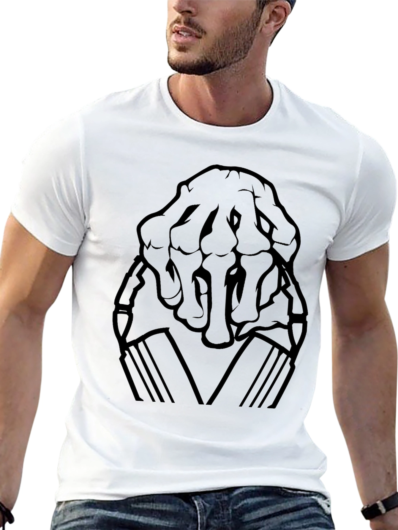 Skeleton Hand Graphic Print Black T-Shirt