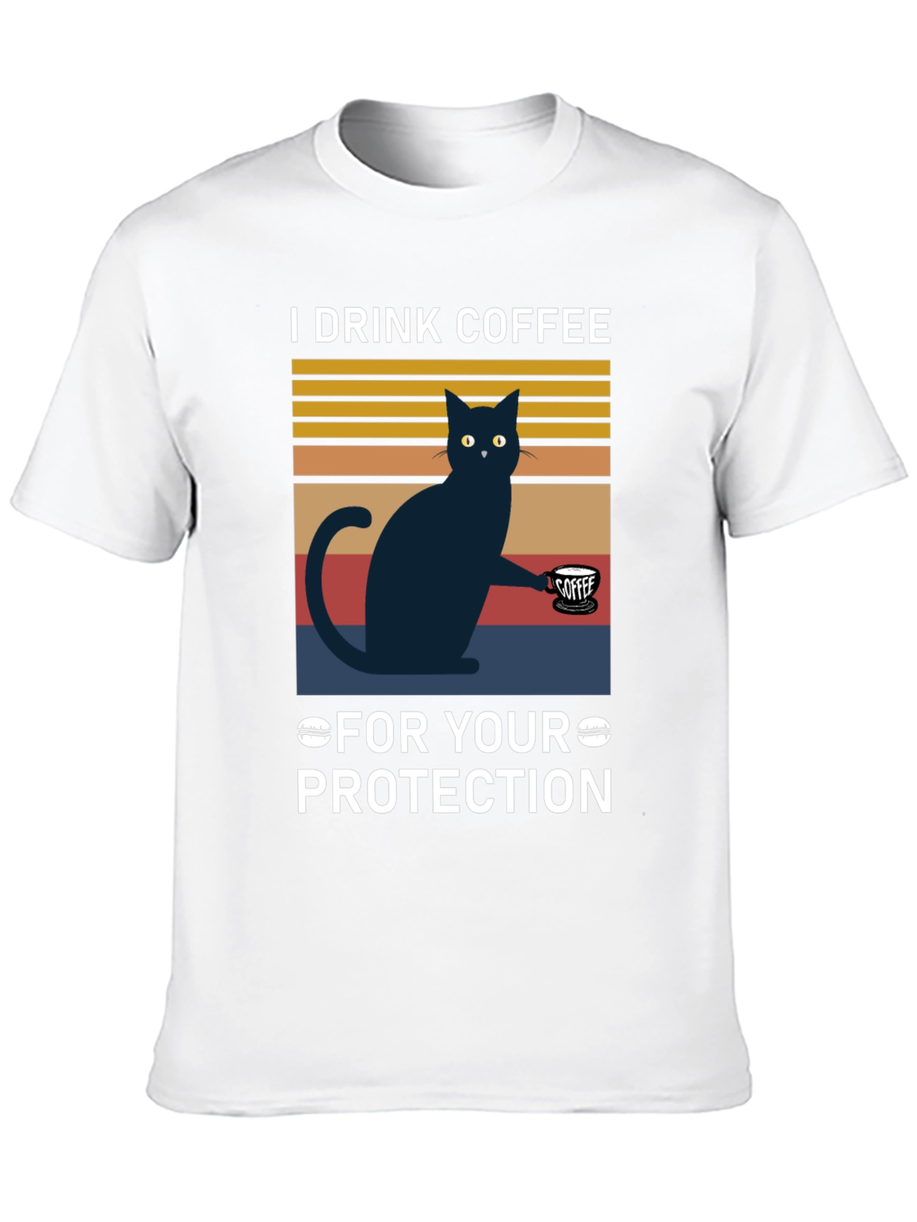 Funny Cat Coffee T-Shirt - For Your Protection