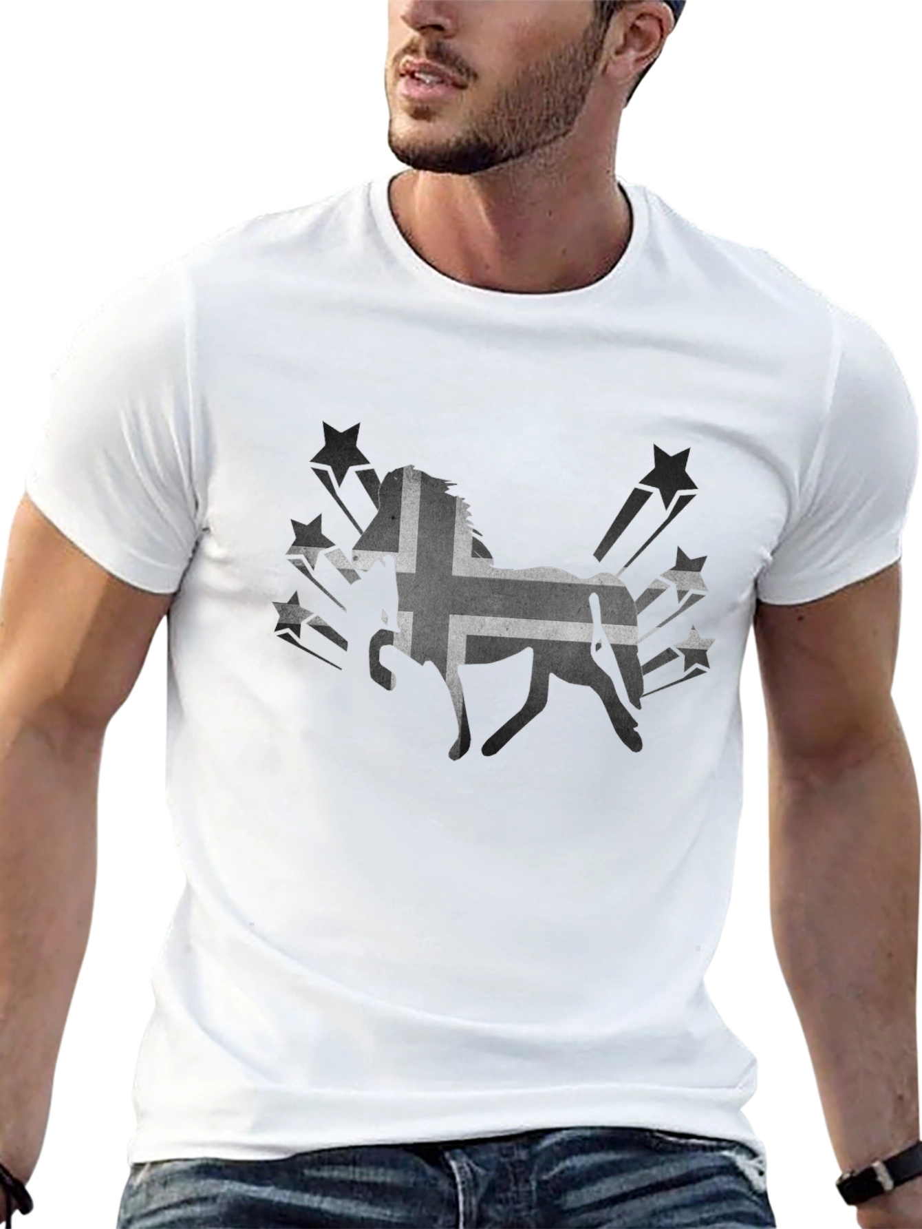 Icelandic Horse Tee - Black Graphic T-Shirt