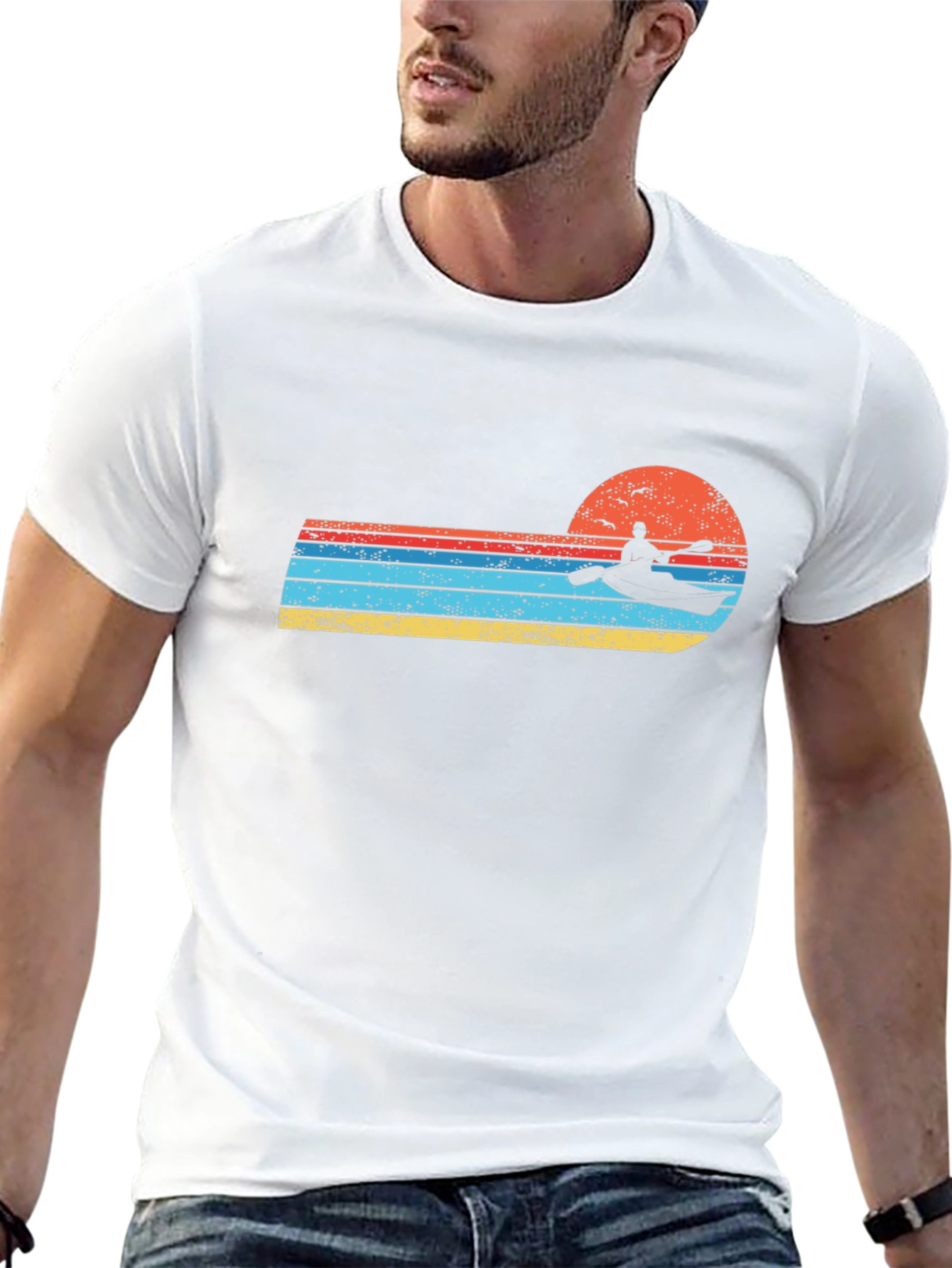 Retro Kayak Sunset Graphic Tee