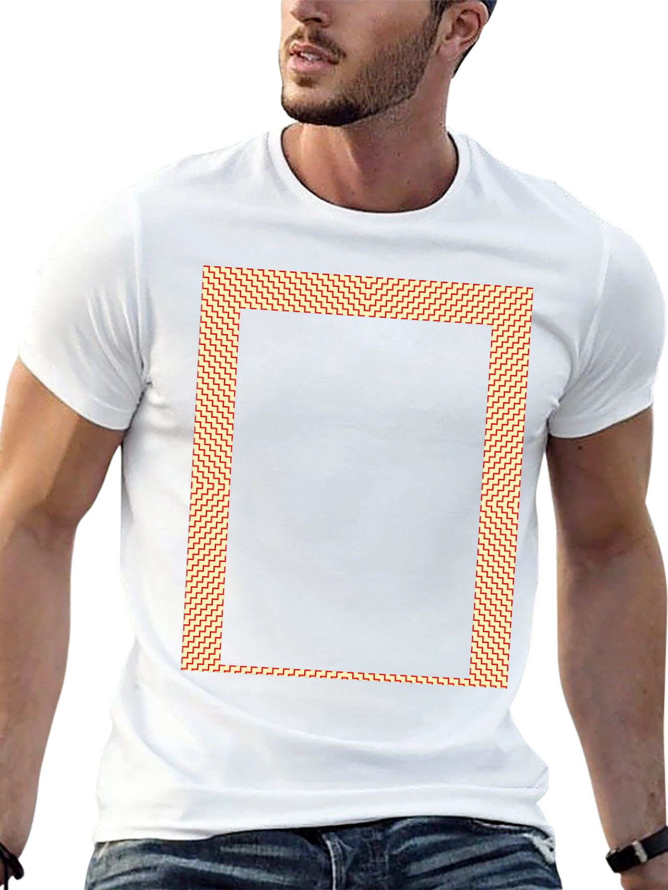 Black Graphic Tee with Rectangle Design