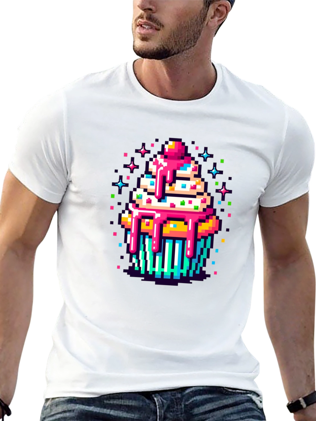Pixel Art Cupcake Graphic Tee - Sweet Style!