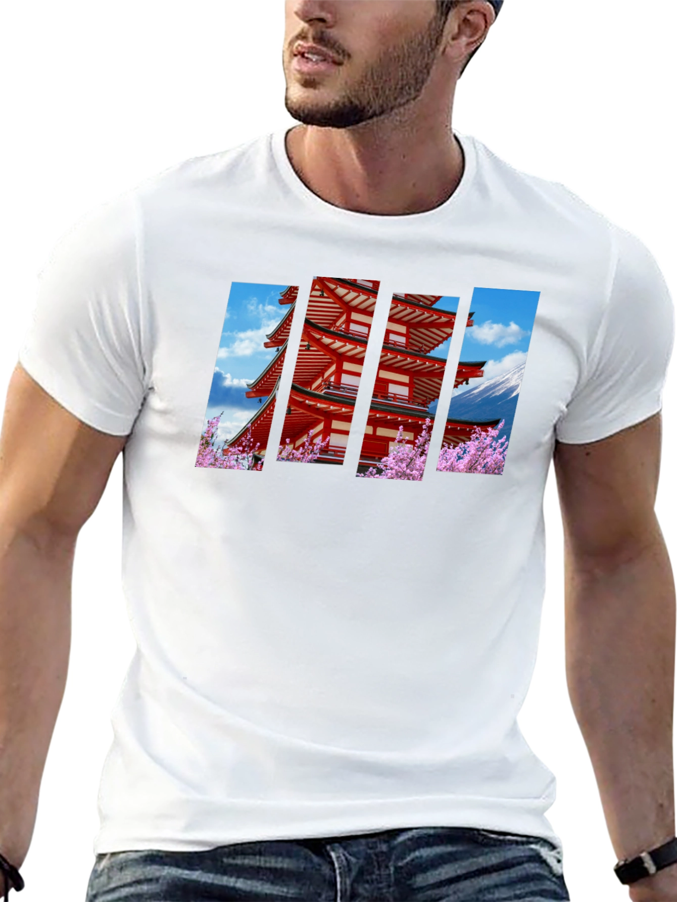 Japanese Pagoda Graphic Black T-Shirt