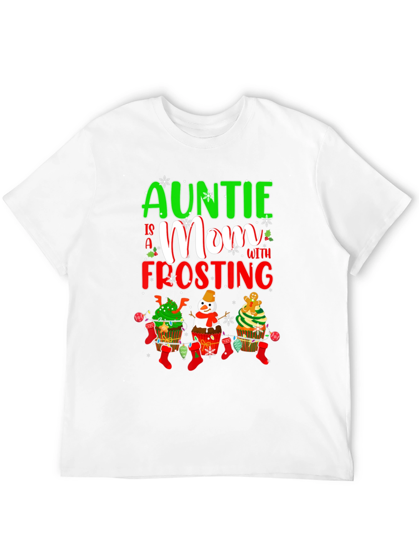 Auntie Mom Frosting Cupcake Christmas T-Shirt