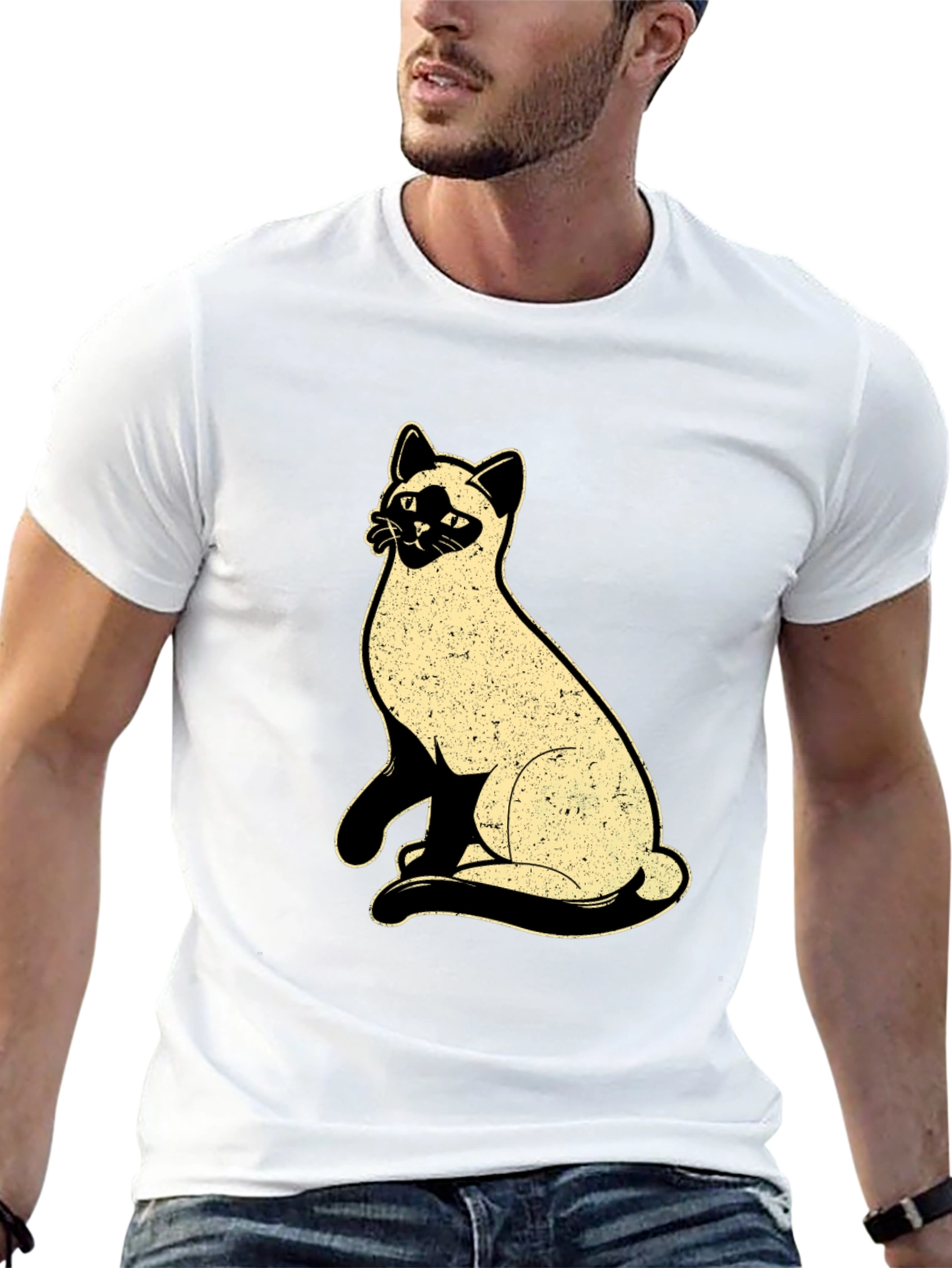 Siamese Cat Graphic Tee - Unisex Black T-Shirt