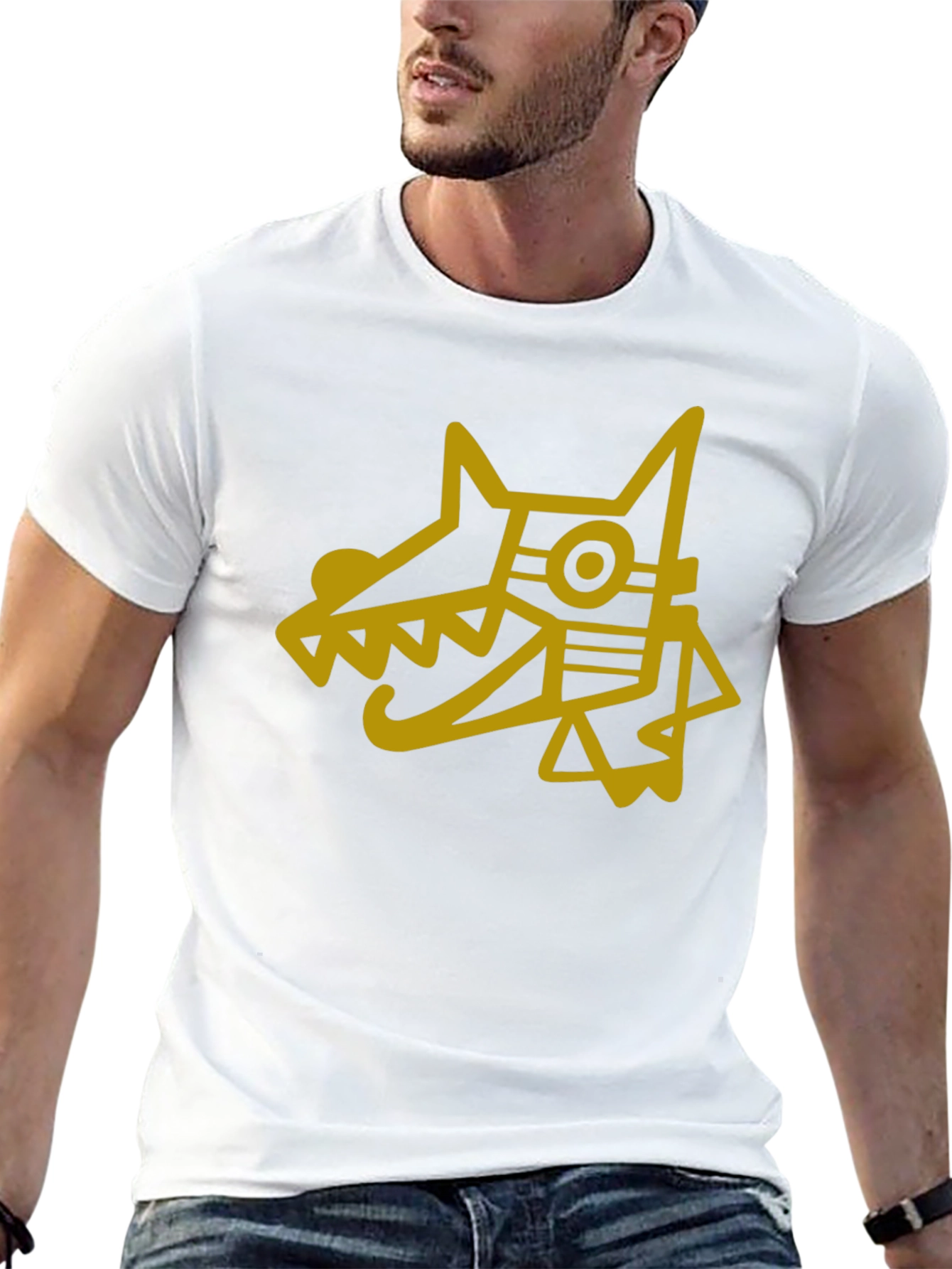Aztec Dog Graphic Tee - Black Cotton Blend