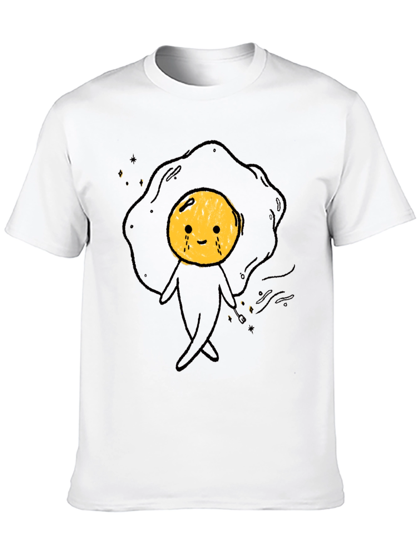 Funny Crying Egg Cartoon Black T-Shirt