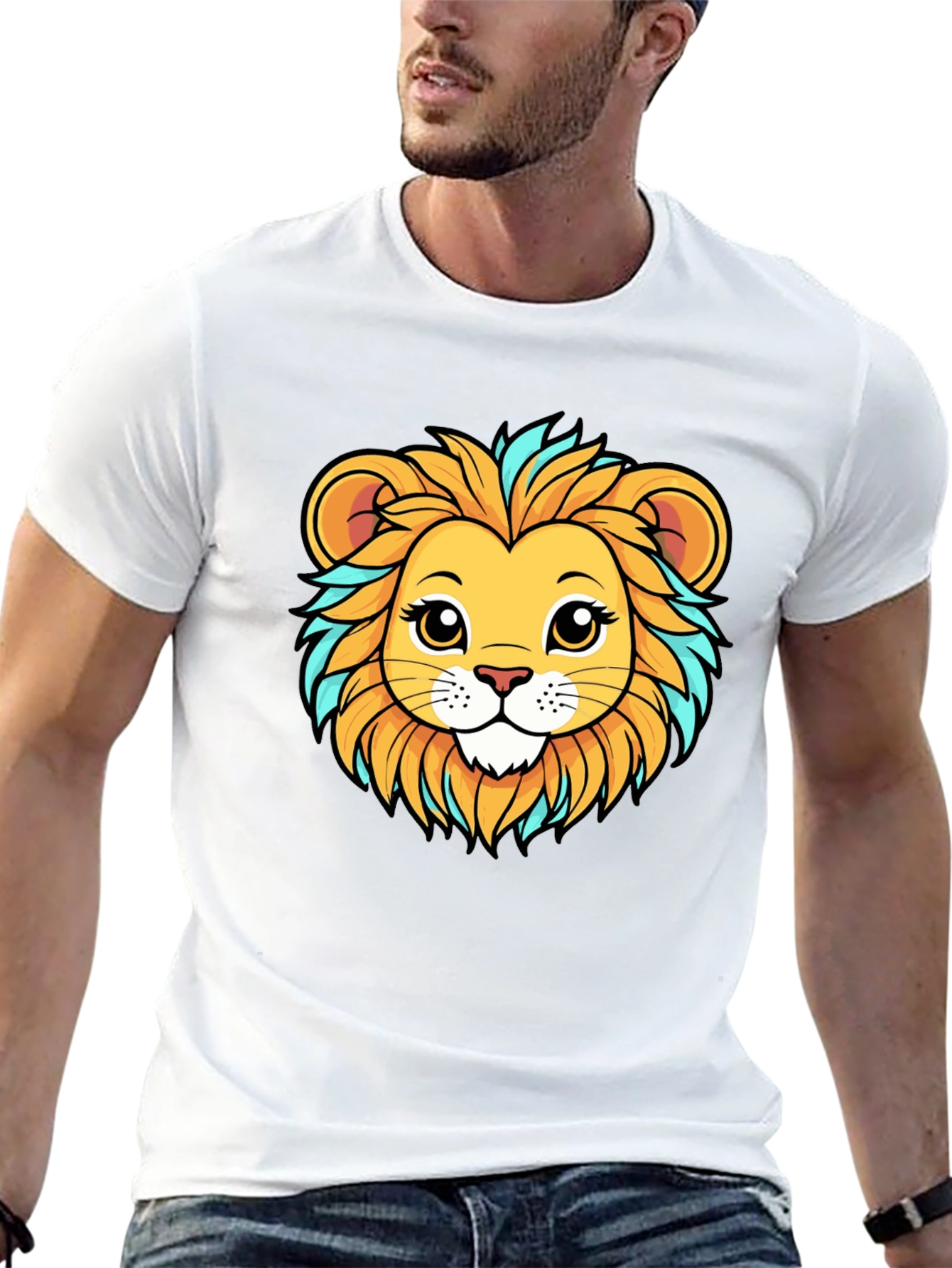 Lion Cartoon Graphic Tee - Unisex Black T-Shirt