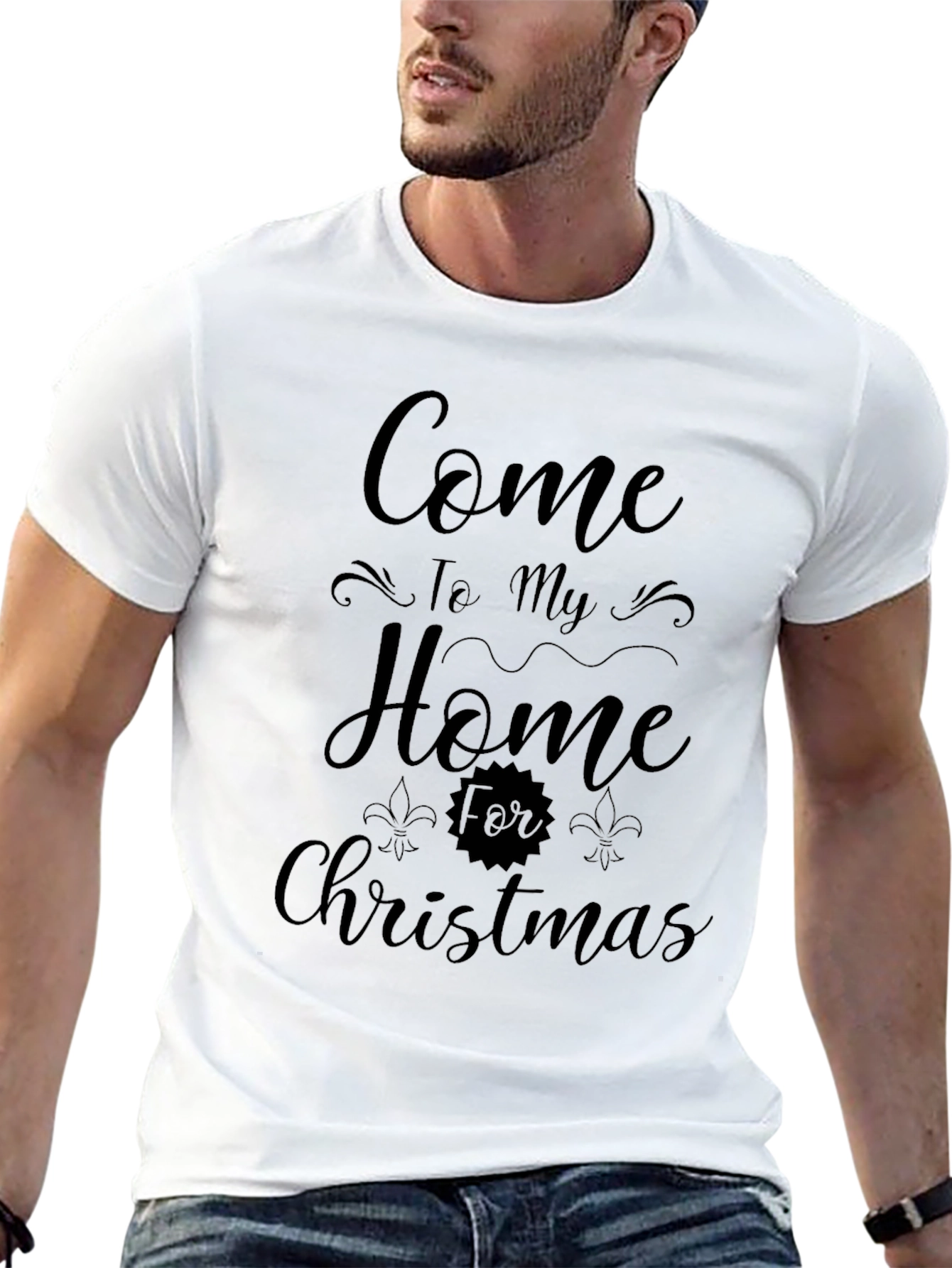 Festive Come Home for Christmas Black Tee