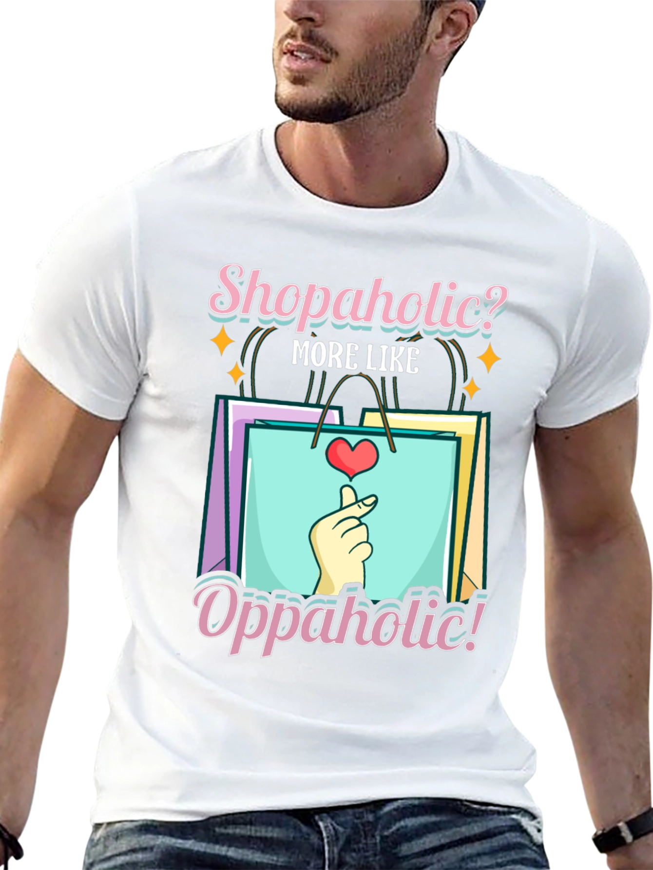 Shopaholic? Oppaholic! Black Graphic Tee