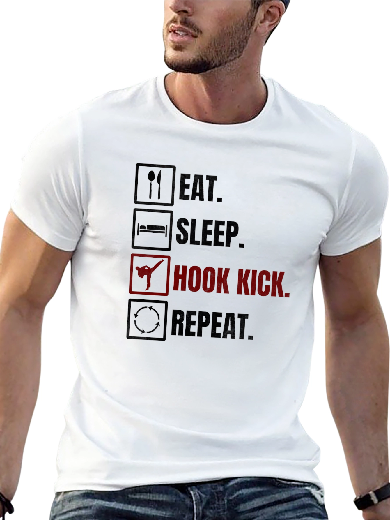 Eat Sleep Hook Kick Repeat Graphic T-Shirt