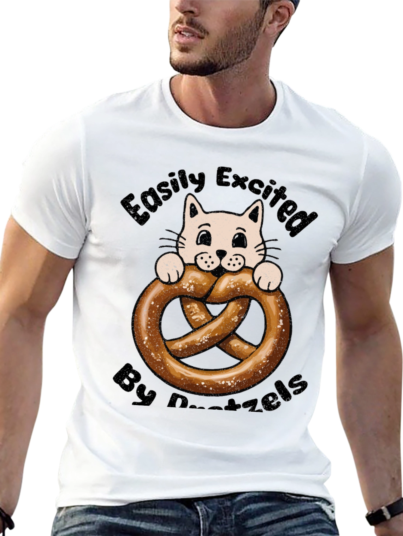 Easily Excited By Pretzels Cat T-Shirt
