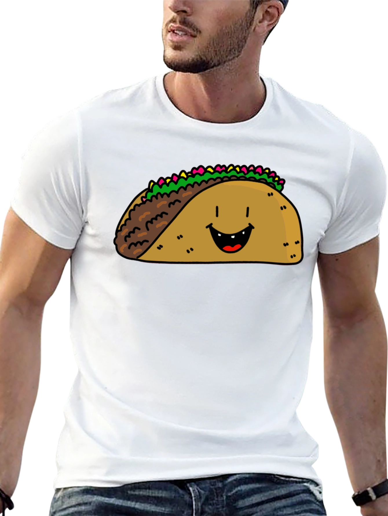 Happy Taco Graphic Tee - Black Cotton Blend