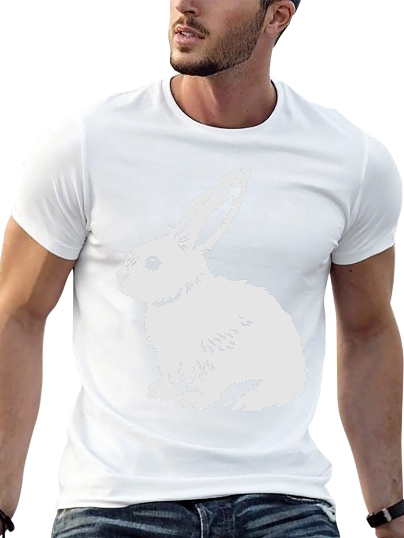 Rabbit Graphic Tee - Black Cotton Blend Shirt