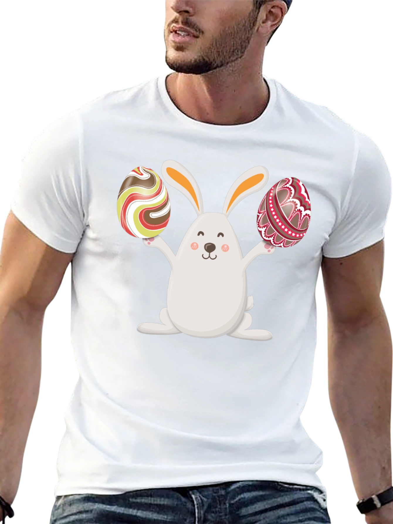 Easter Bunny Holding Easter Eggs Graphic Tee