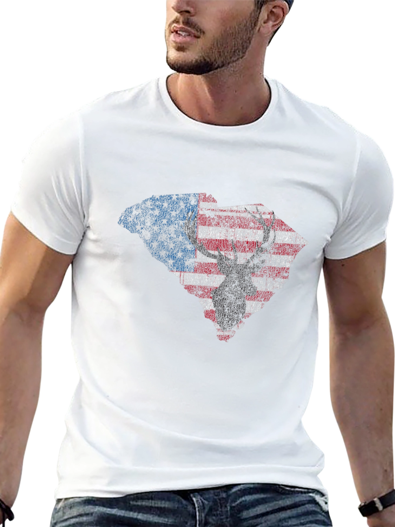 American Flag Deer Silhouette Graphic Tee
