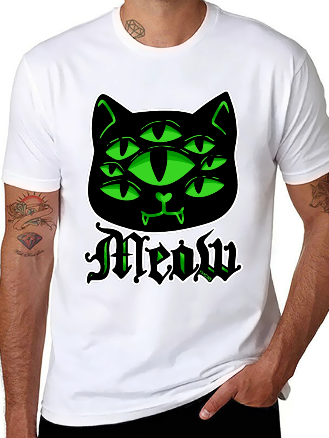 Six-Eyed Cat Meow Graphic T-Shirt