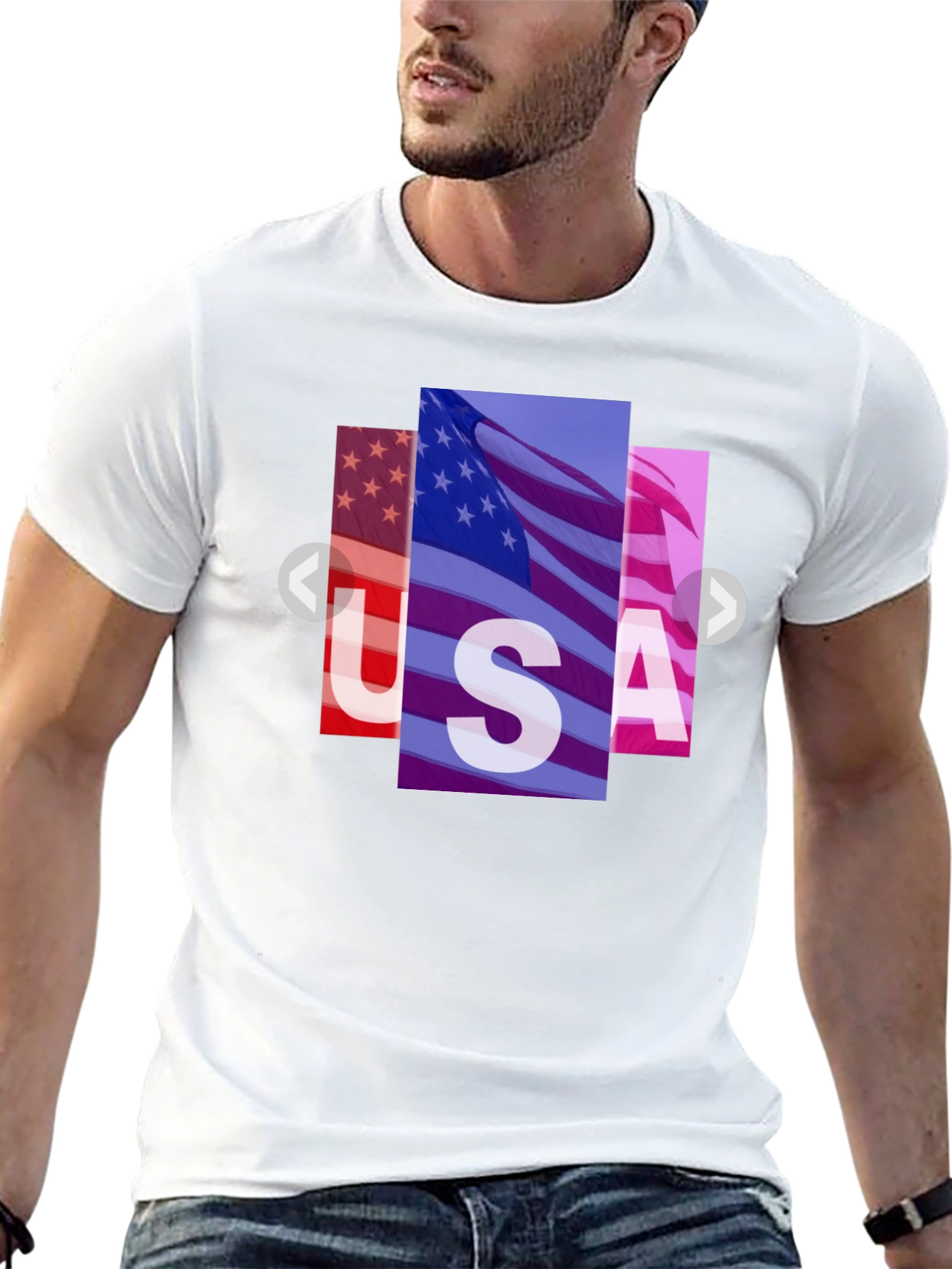 USA Flag Graphic Print Black T-Shirt