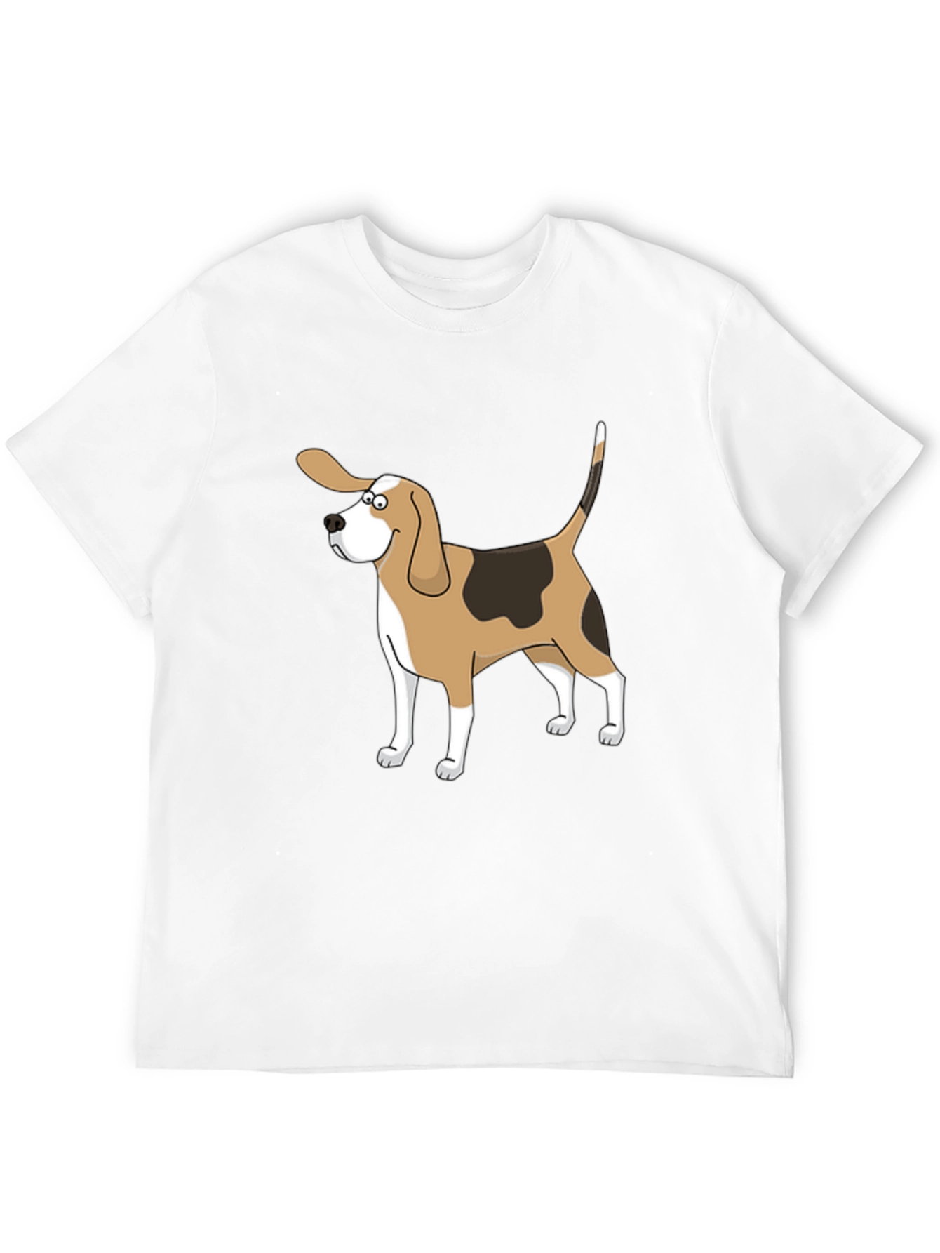 Cartoon Beagle Dog Graphic Black T-Shirt