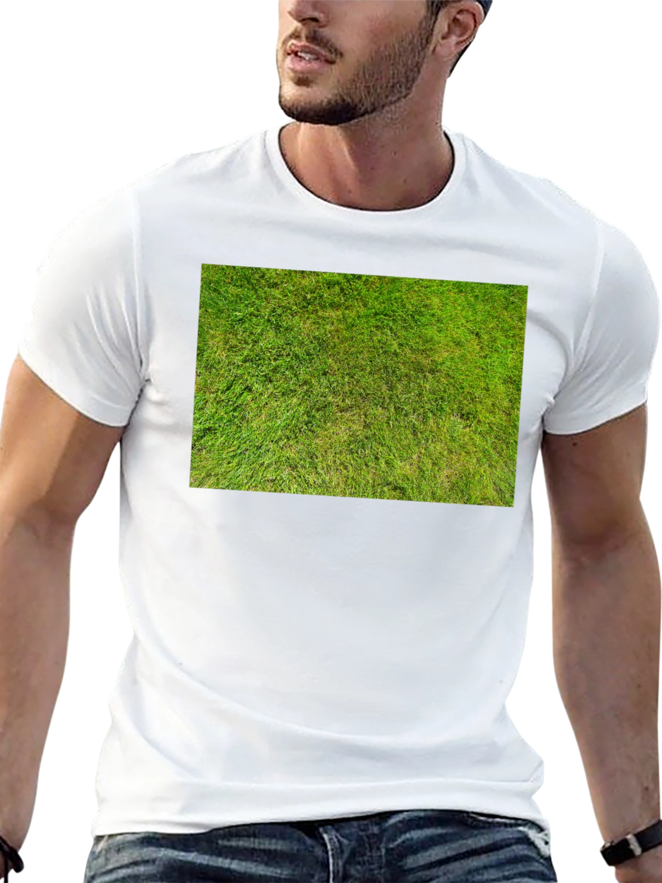 Grass Print Black T-Shirt - Unique Nature Design