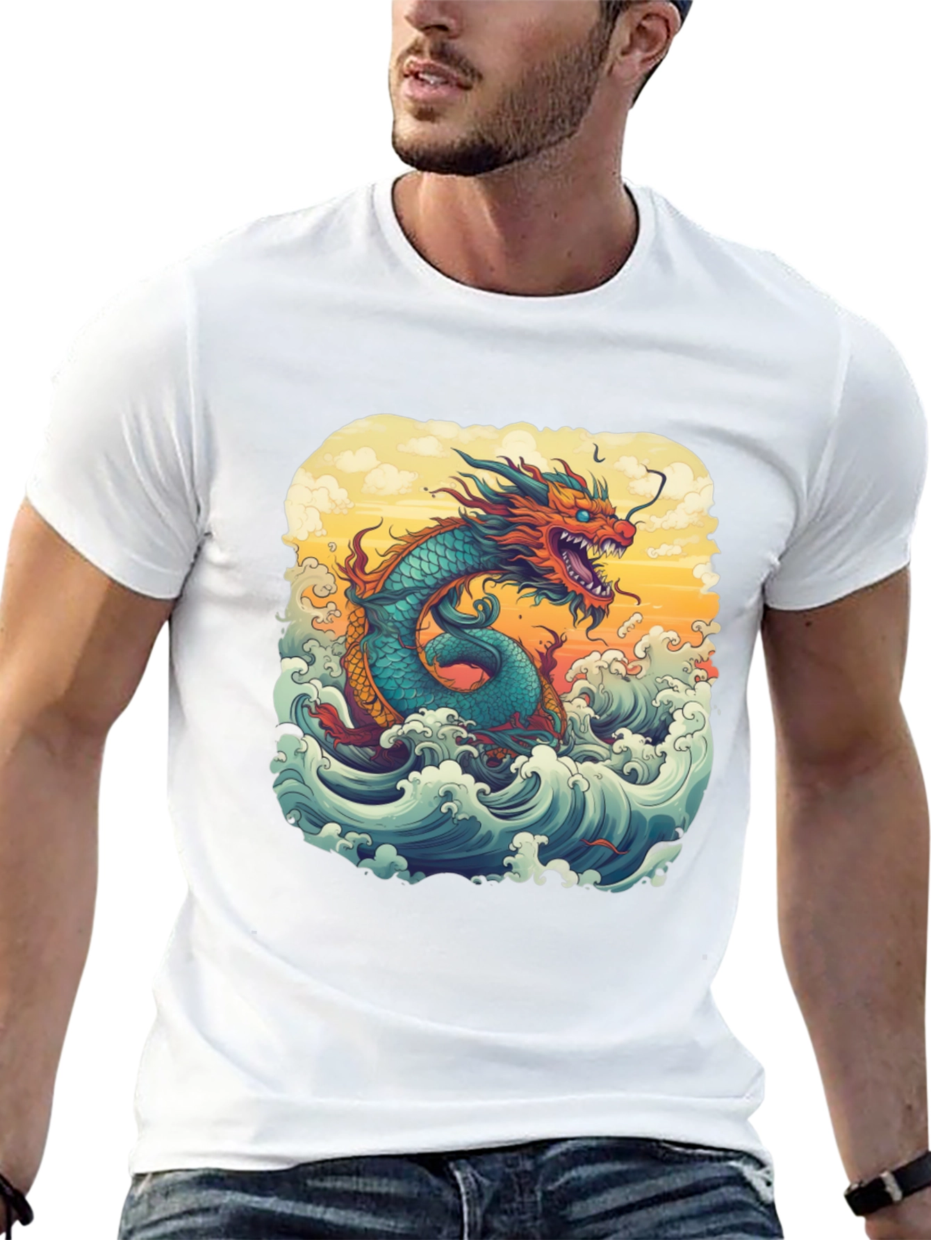 Dragon Wave Graphic Tee - Unique Design