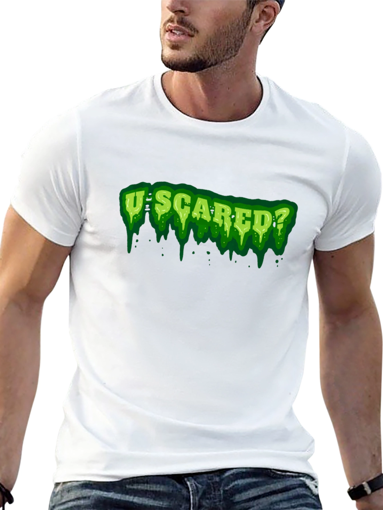 U Scared? Graphic Print Black T-Shirt