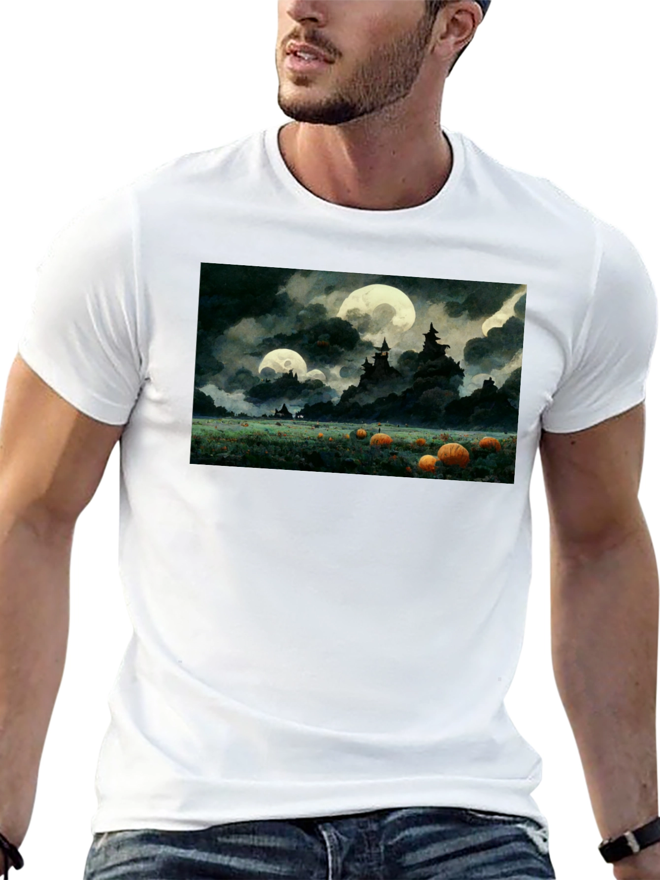 Spooky Pumpkin Patch Moonlit T-Shirt