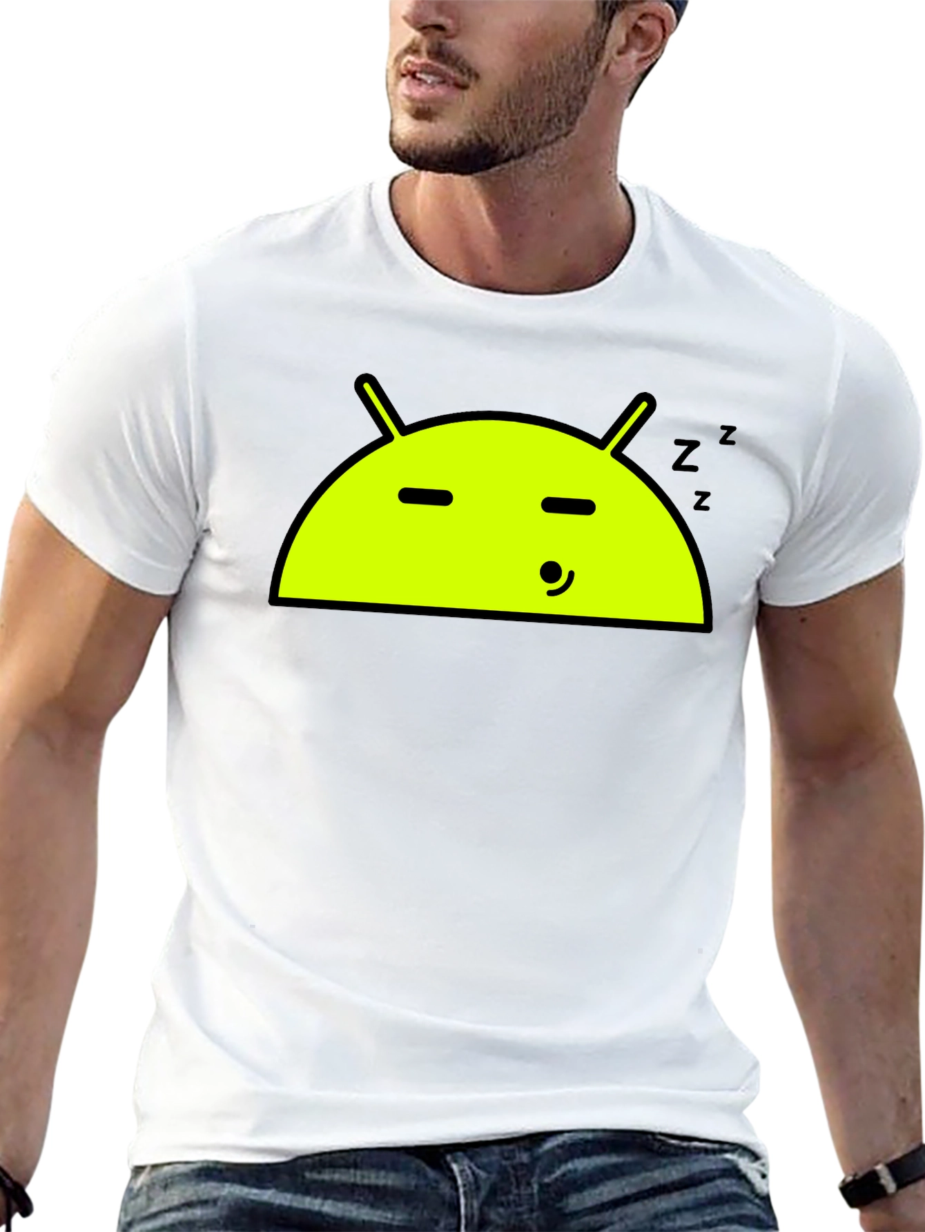Android Sleeping T-Shirt - Black Cotton Tee