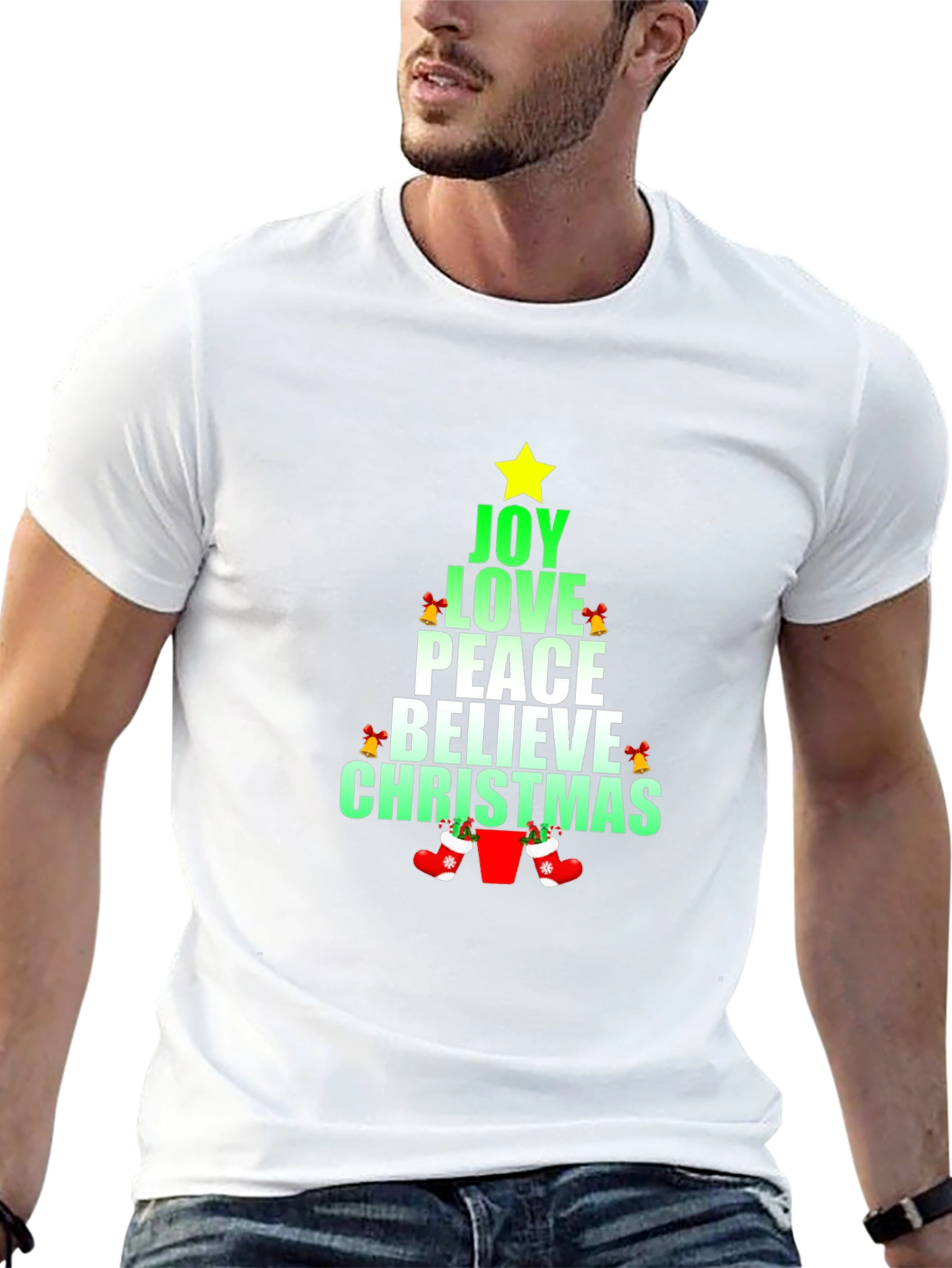 Festive Christmas Tree Word Art T-Shirt