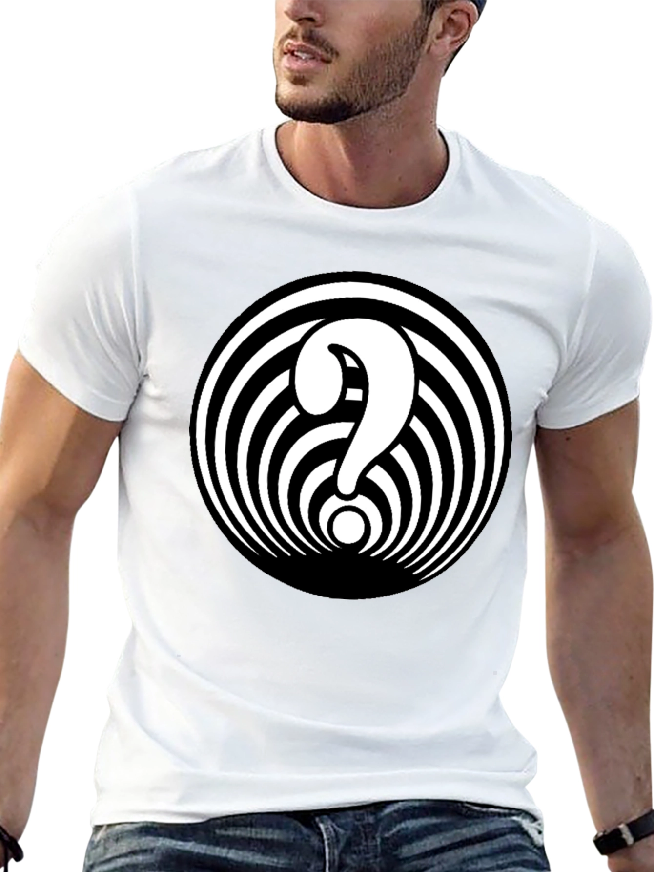 Hypnotic Question Mark Graphic Tee - Black Cotton Blend