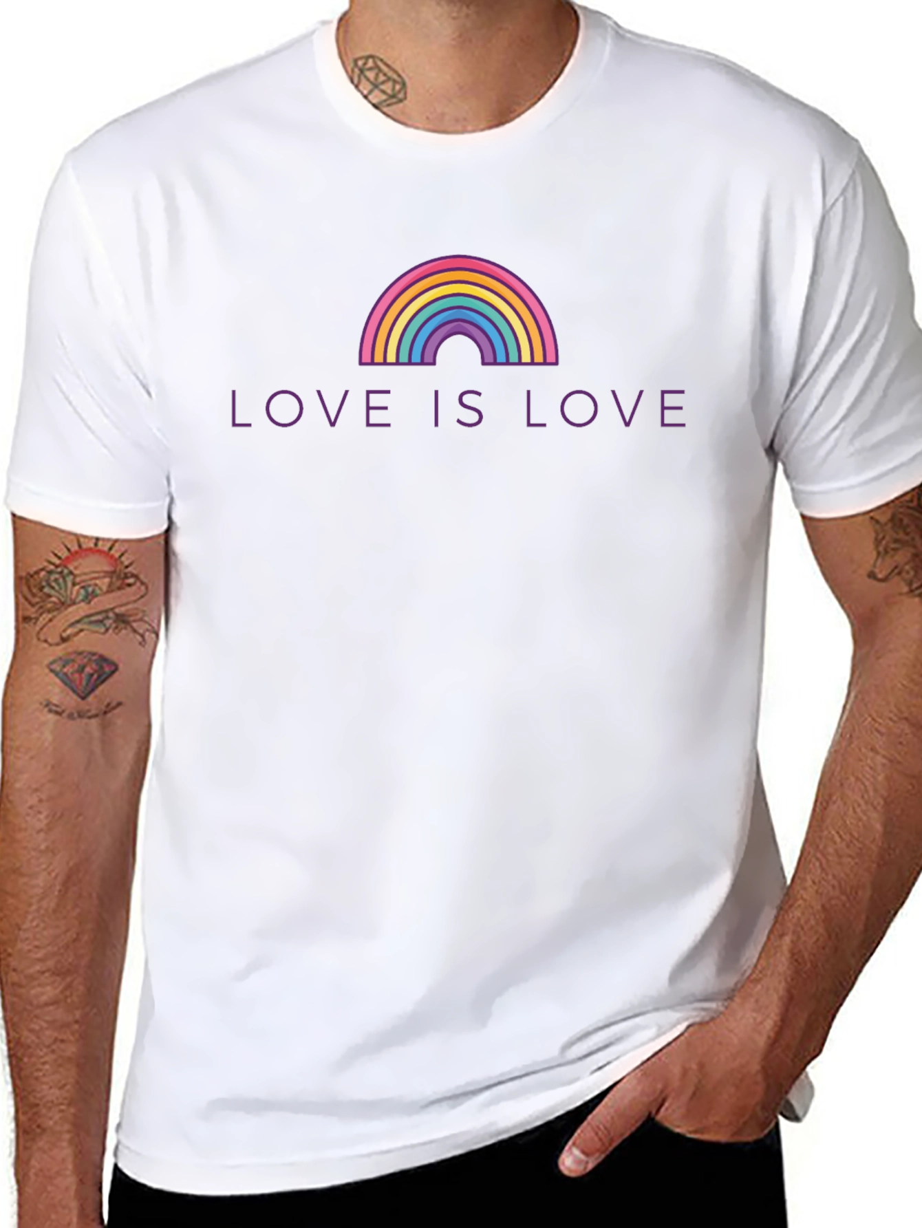 Love is Love LGBTQ+ Rainbow Graphic T-Shirt