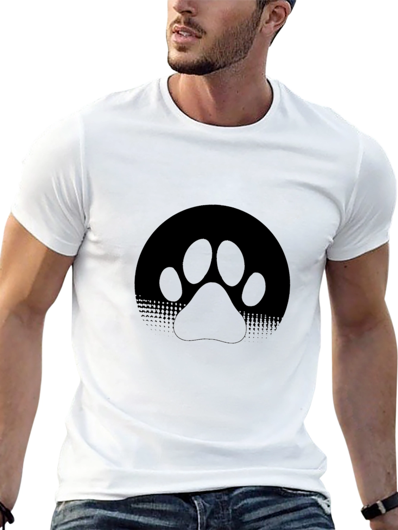 Paw Print Graphic Tee - Mens Black T-Shirt