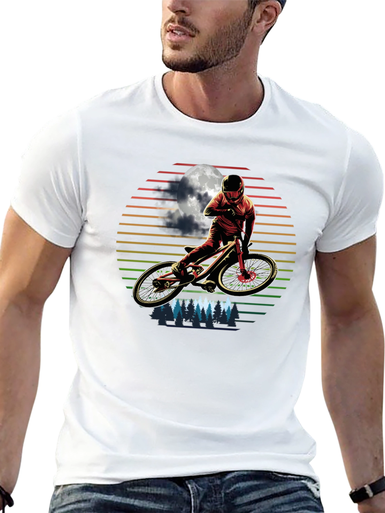 Mountain Biker Moonscape Graphic T-Shirt